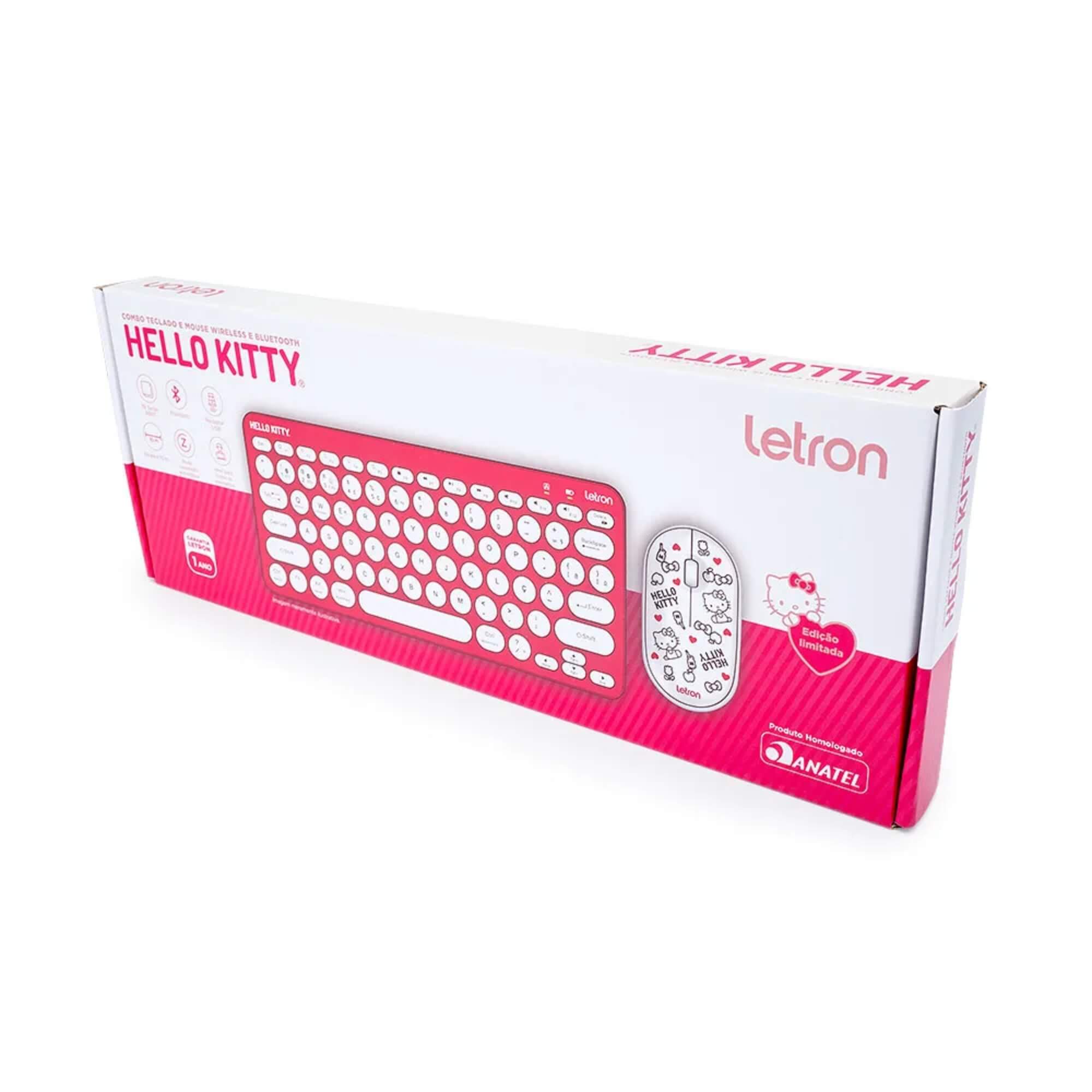 Kit Teclado e Mouse Wireless e Bluetooth Hello Kitty Letron Leo&Leo Leonora - 74691