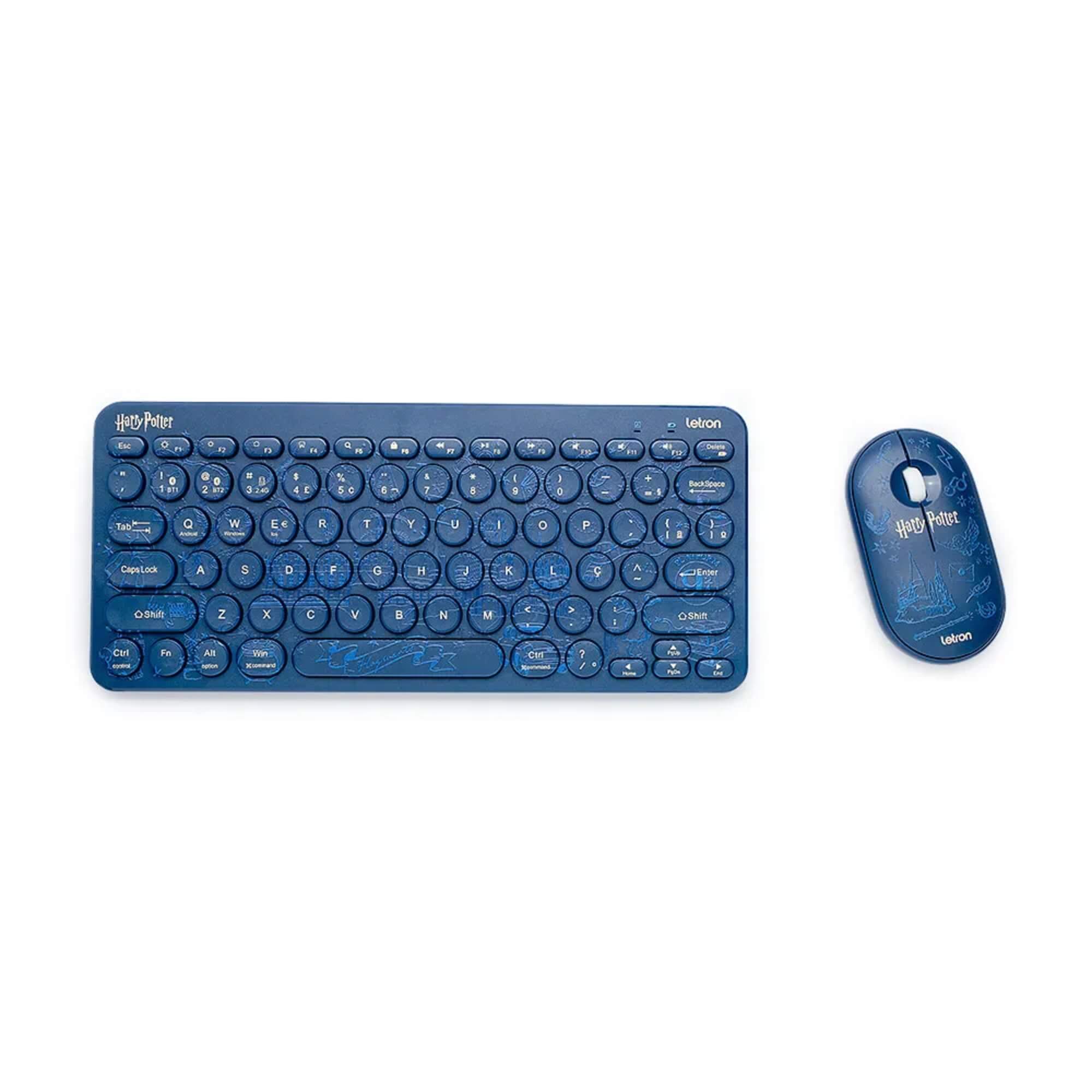 Kit Teclado e Mouse Sem Fio Usb Wireless e Bluetooth Edição Harry Potter Letron Leonora - 74692