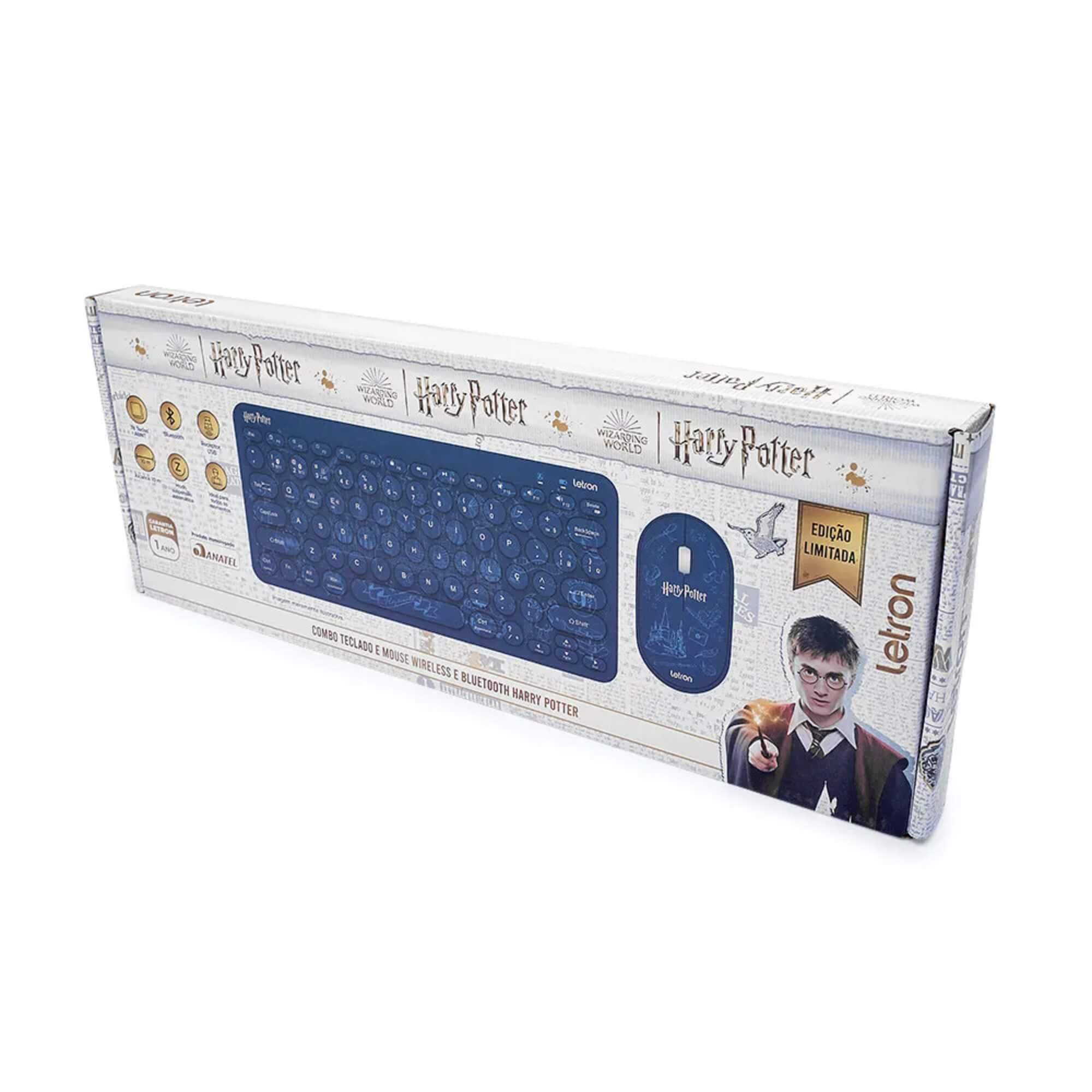 Kit Teclado e Mouse Sem Fio Usb Wireless e Bluetooth Edição Harry Potter Letron Leonora - 74692