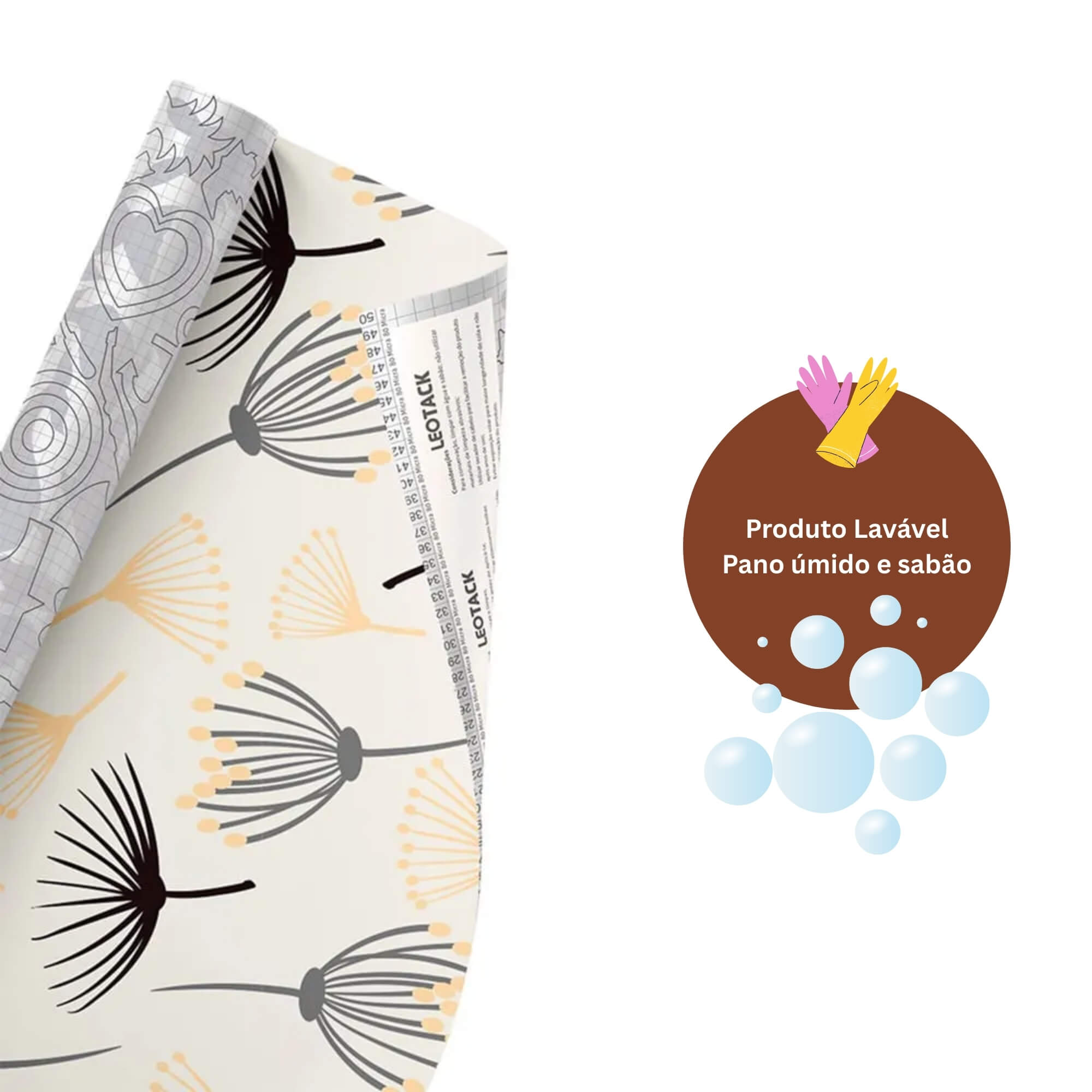 Plástico Adesivo para Decoração Leotack Dente De Leão 45Cmx10M 80Mic Rolo Leonora - 79151