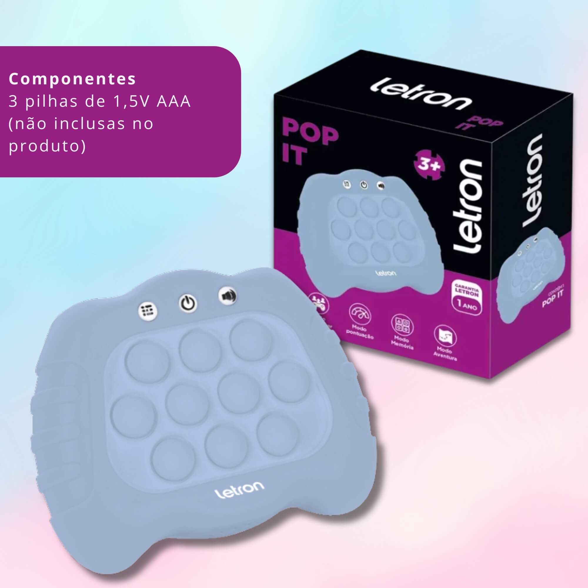 Jogo Pop It Azul Letron - Brinquedo educativo com ativação sensorial Leo&Leo Leonora - 91902