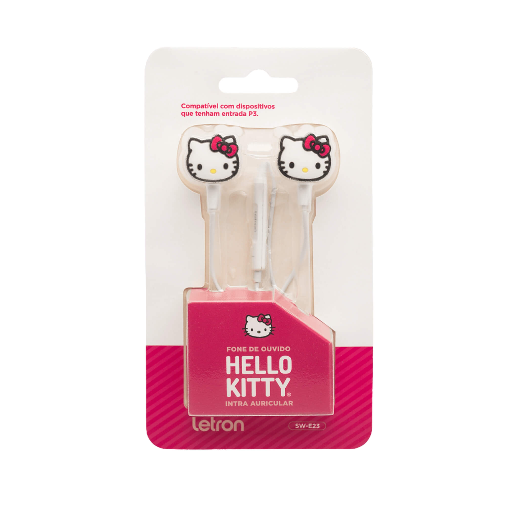 Fone de Ouvido Hello Kitty Intra Auricular com Fio e Microfone Letron Leonora - 94425