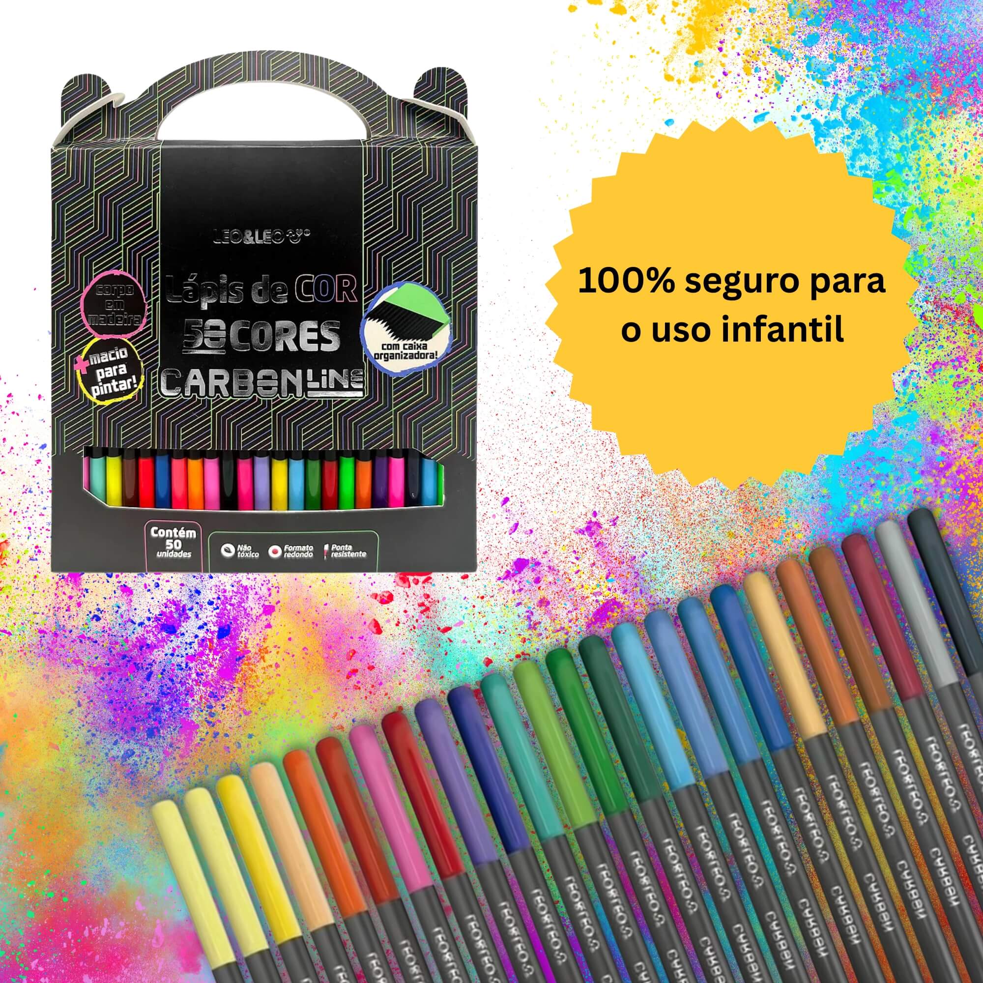 Lápis de Cor Carbon Line 50 Cores Redondo Leo&Leo Leonora - 94433