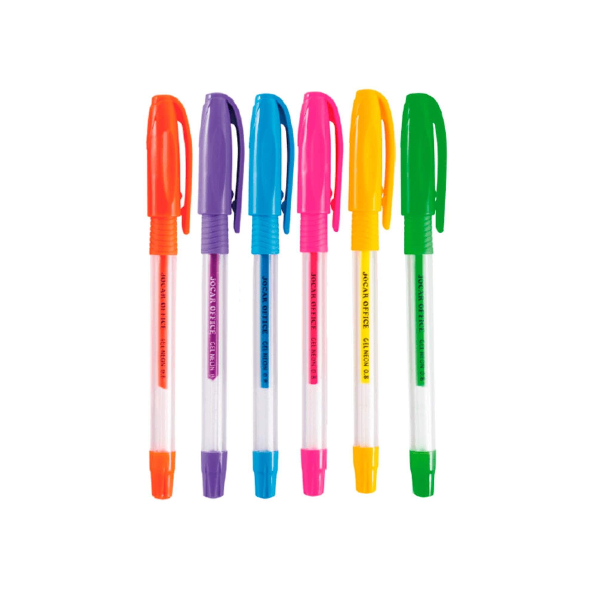 Caneta Esferográfica Gel Neon Ponta Media 1.0Mm 6 Cores Display c/ 60 unidades Leonora - 97345