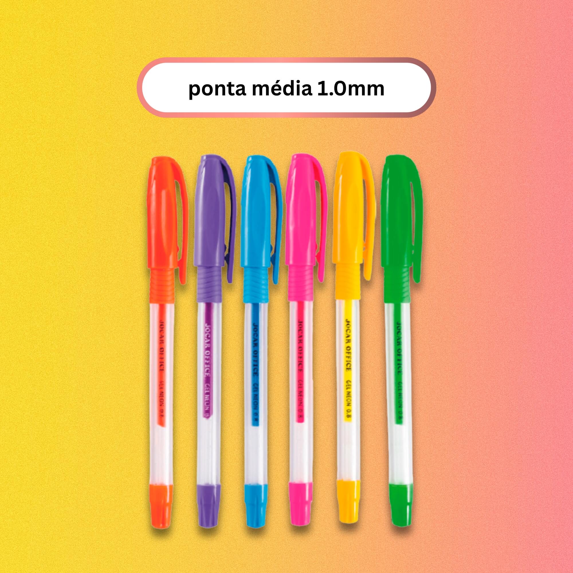 Caneta Esferográfica Gel Neon Ponta Media 1.0Mm 6 Cores Display c/ 60 unidades Leonora - 97345