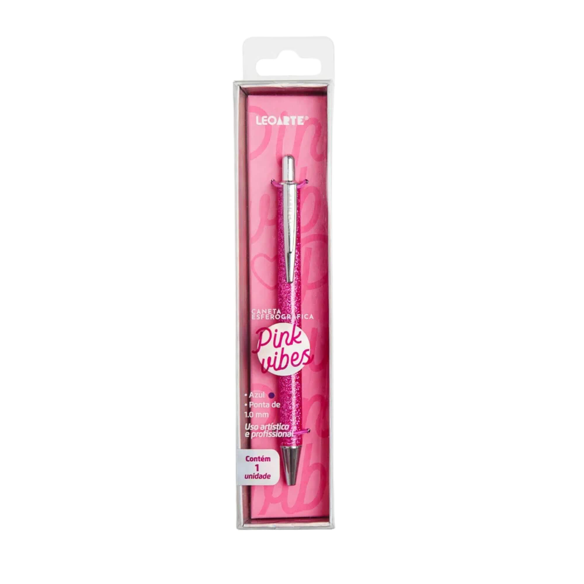 Caneta Premium Pink Vibes - Tinta Azul Estojo c/ 1 unidade Leoarte Leo&Leo Leonora - 97911