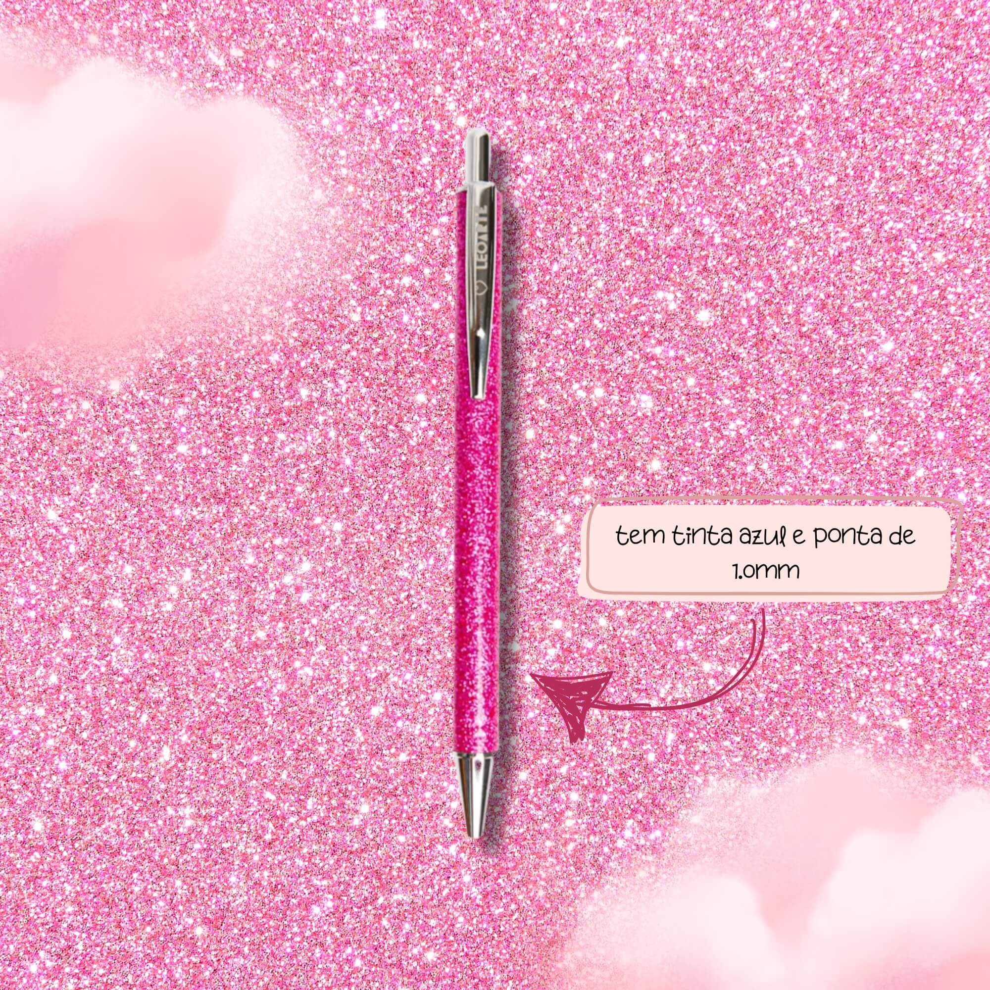Caneta Premium Pink Vibes - Tinta Azul Estojo c/ 1 unidade Leoarte Leo&Leo Leonora - 97911
