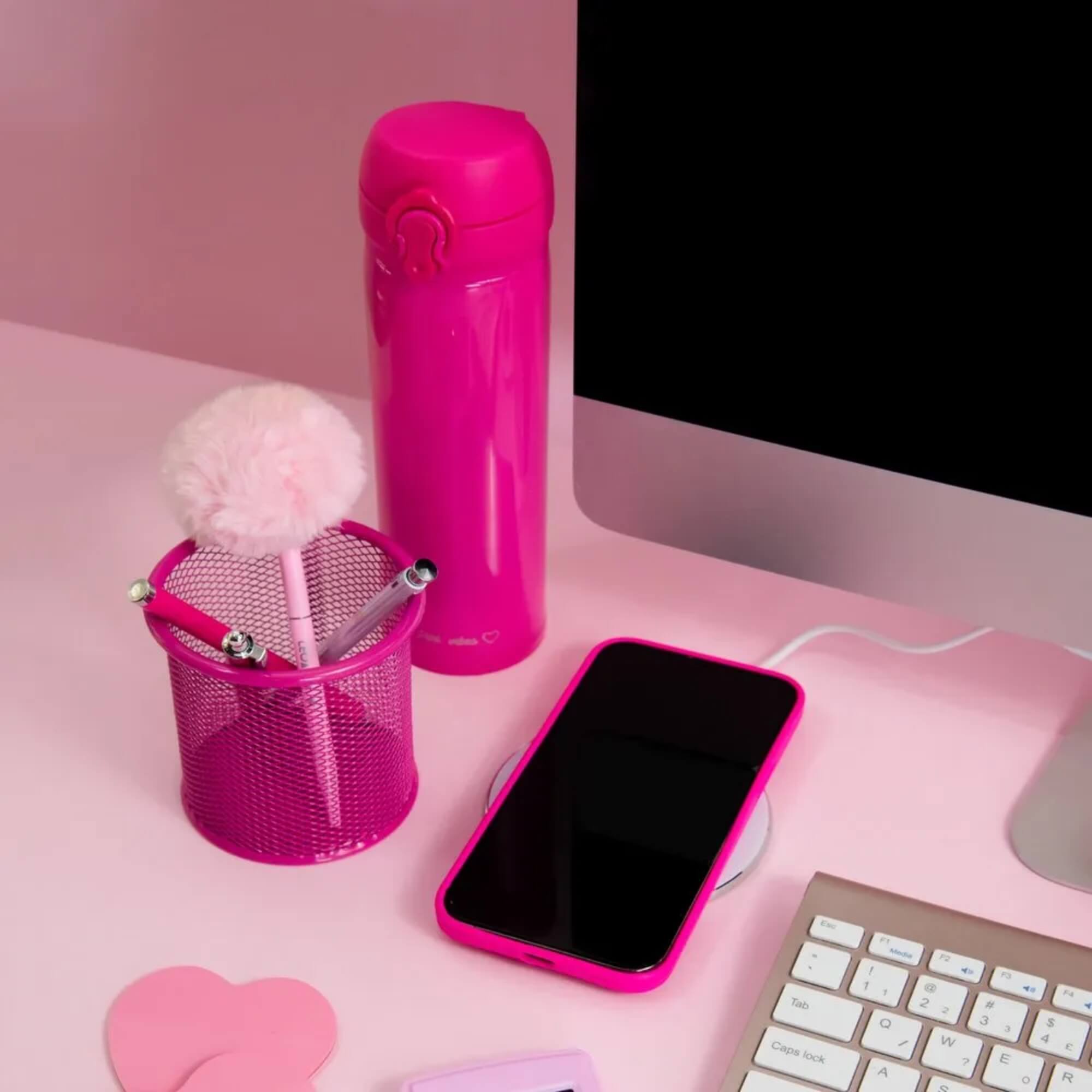 Caneta Esferográfica Pompom Pink Vibes - Tinta Preta Display C/ 12 unidades Leoarte Leonora - 97913