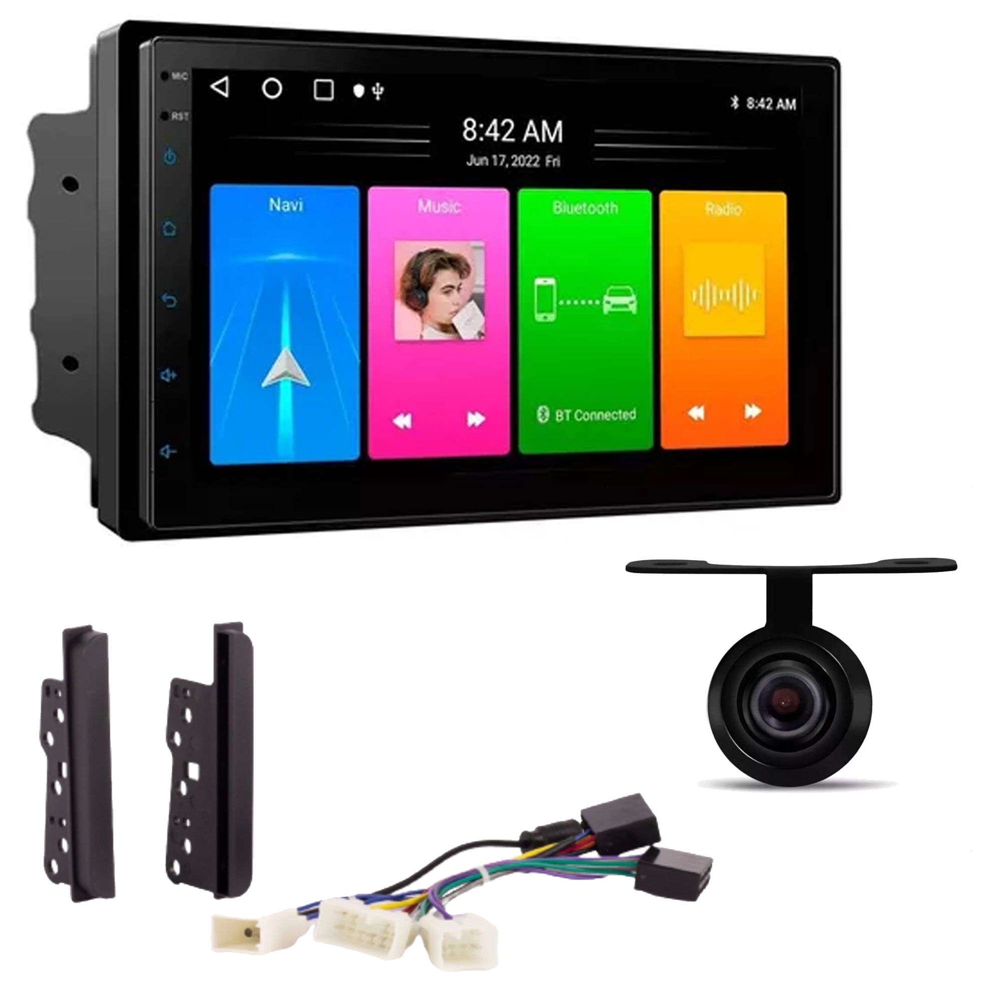 COMP Kit Multimidia Etios Corolla Hilux Android 13 7" 2+32GB Carplay e Android Auto + Câmera de Ré + Moldura