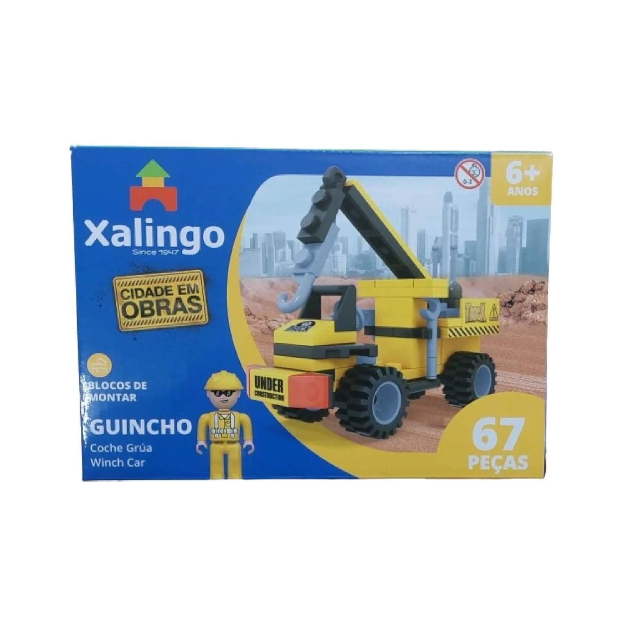 Brinquedo Infantil Blocos de montar Cidade em Obras Guincho 67 Peças Xalingo - 02676