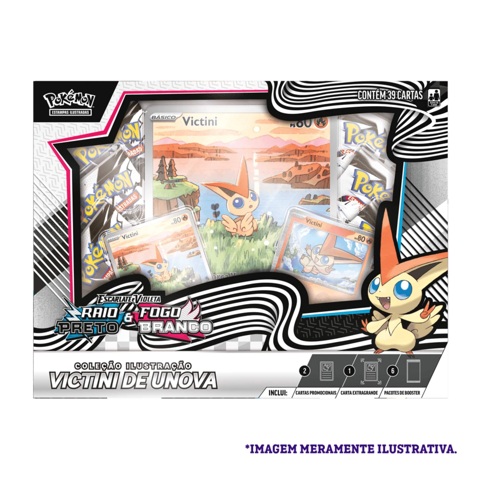 Box Pokémon EV10.5 Fogo Branco e Raio Preto Victini de Unova Copag - 35909