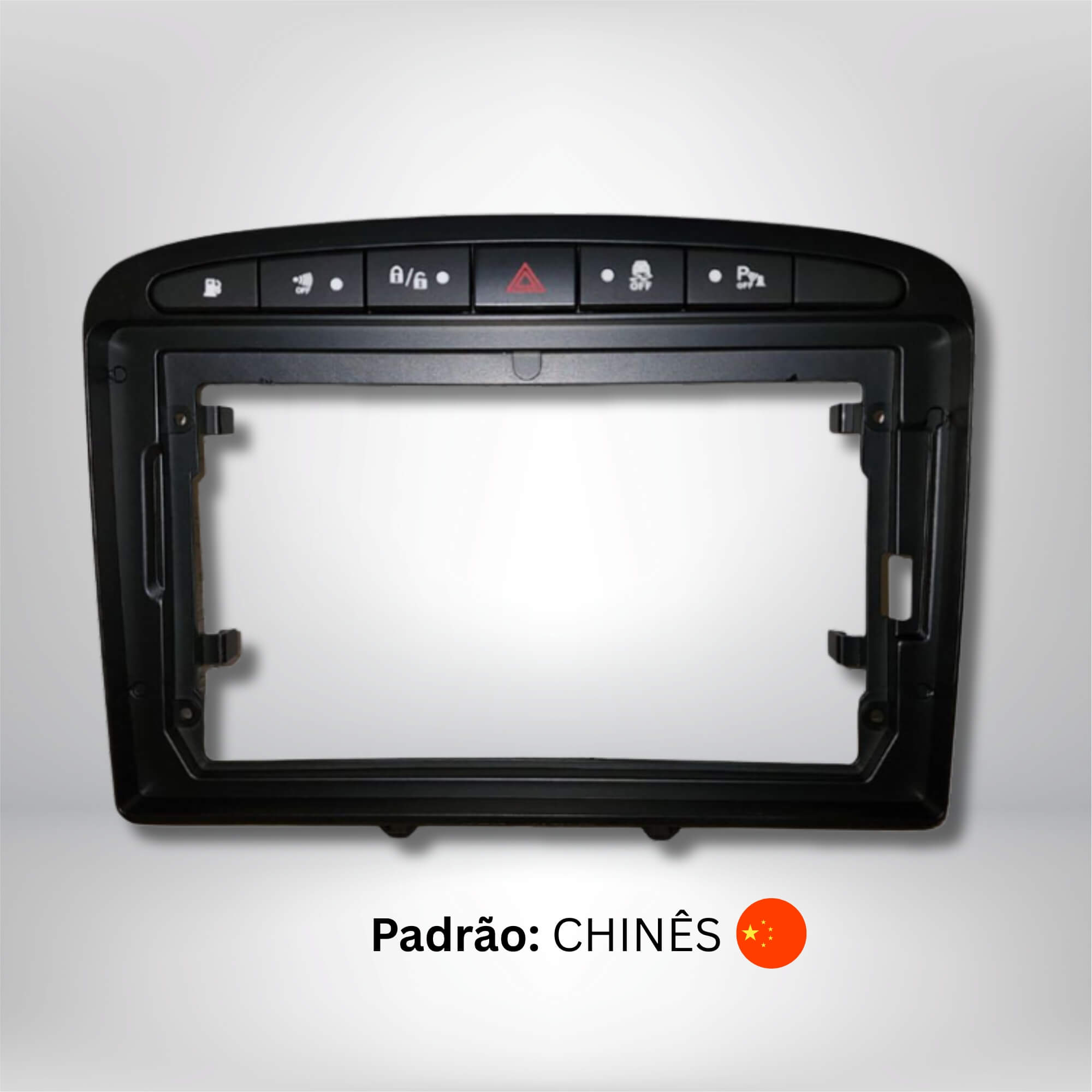 Moldura 9" Polegadas Peugeot 308/408 2010 a 2020 cor Preta Expex - EPX9PG011