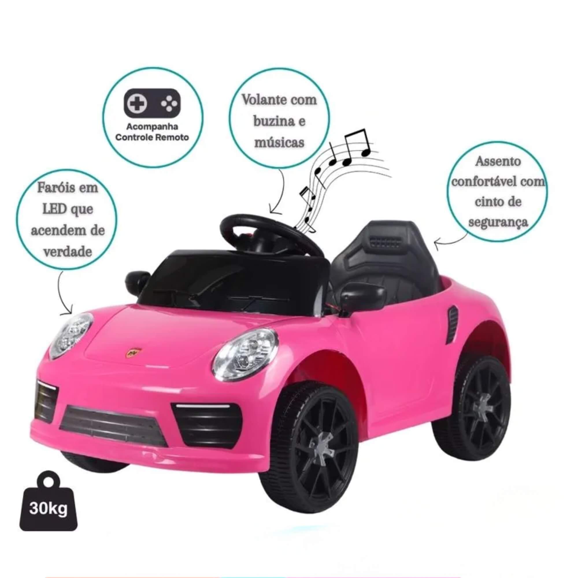 Carro Elétrico Infantil Compact Rosa 6v c/ Controle Remoto Zippy Toys - 11512
