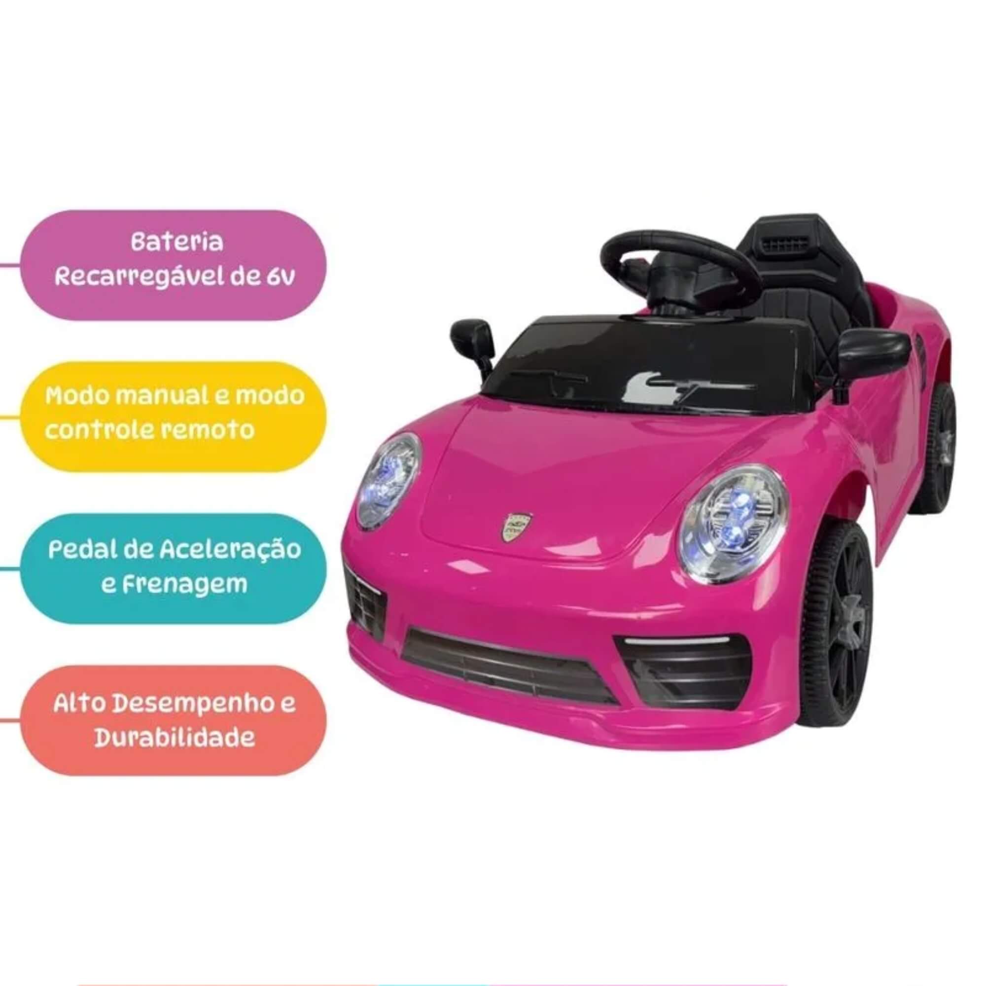 Carro Elétrico Infantil Compact Rosa 6v c/ Controle Remoto Zippy Toys - 11512