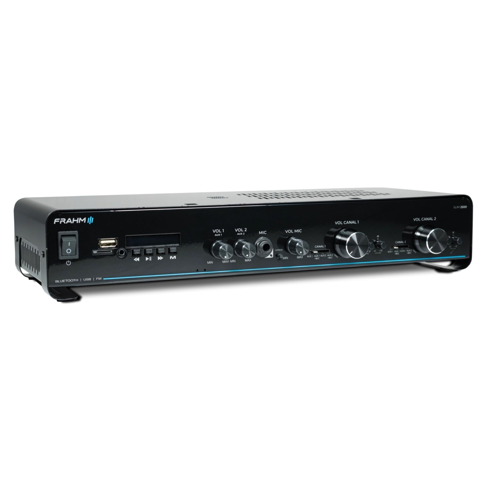 COMP Kit Som Ambiente P/ Academias Frahm Slim 2500 + 6 Cxs Ps200 Preto 160 RMS - Frahm