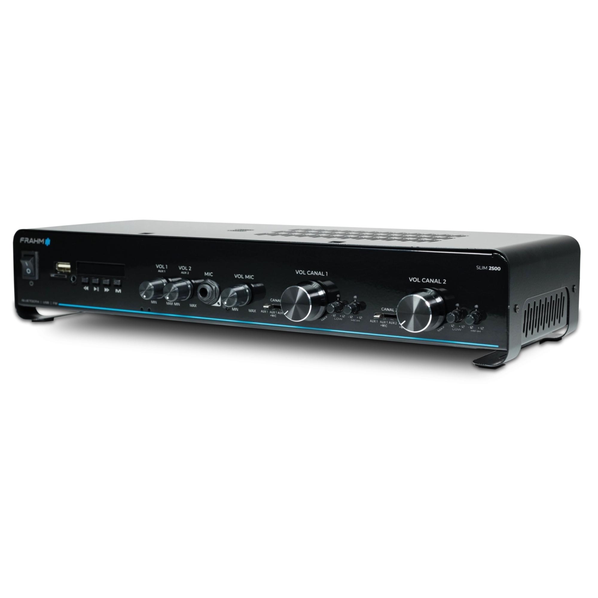 COMP Kit Som Ambiente P/ Academias Frahm Slim 2500 + 6 Cxs Ps200 Preto 160 RMS - Frahm