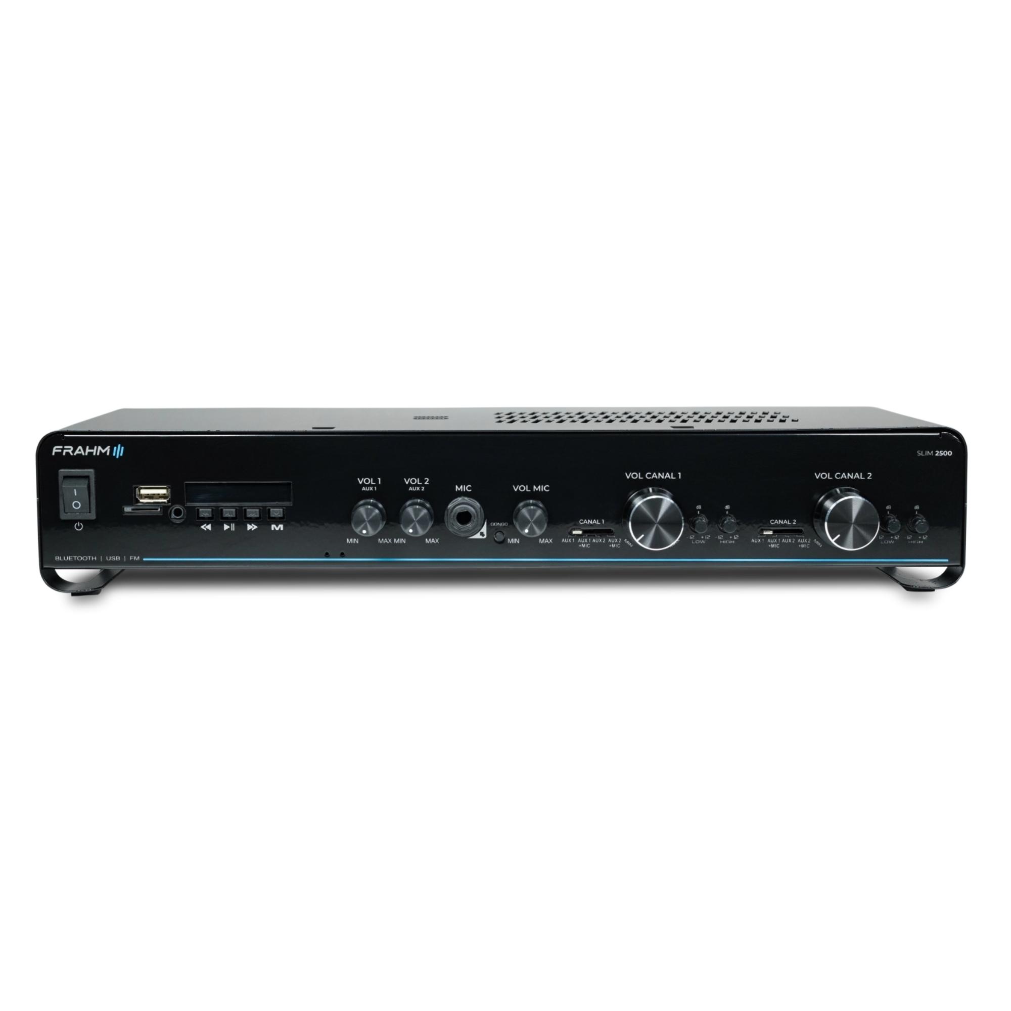 COMP Kit Som Ambiente P/ Academias Frahm Slim 2500 + 6 Cxs Ps200 Preto 160 RMS - Frahm