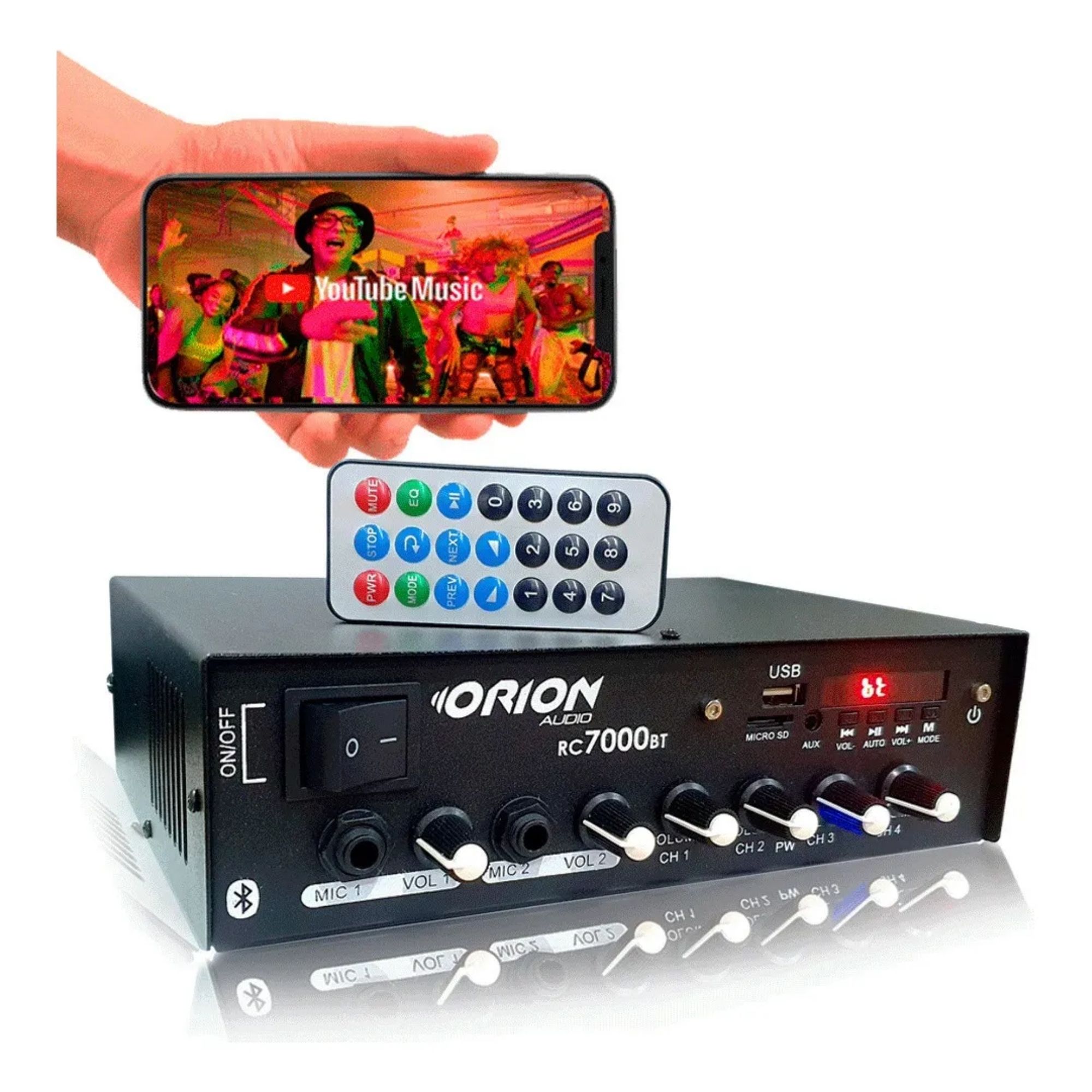 COMP Kit Kit Som Ambiente 500w Bt +8 Caixas Parede Pretas Leson 70 Rms