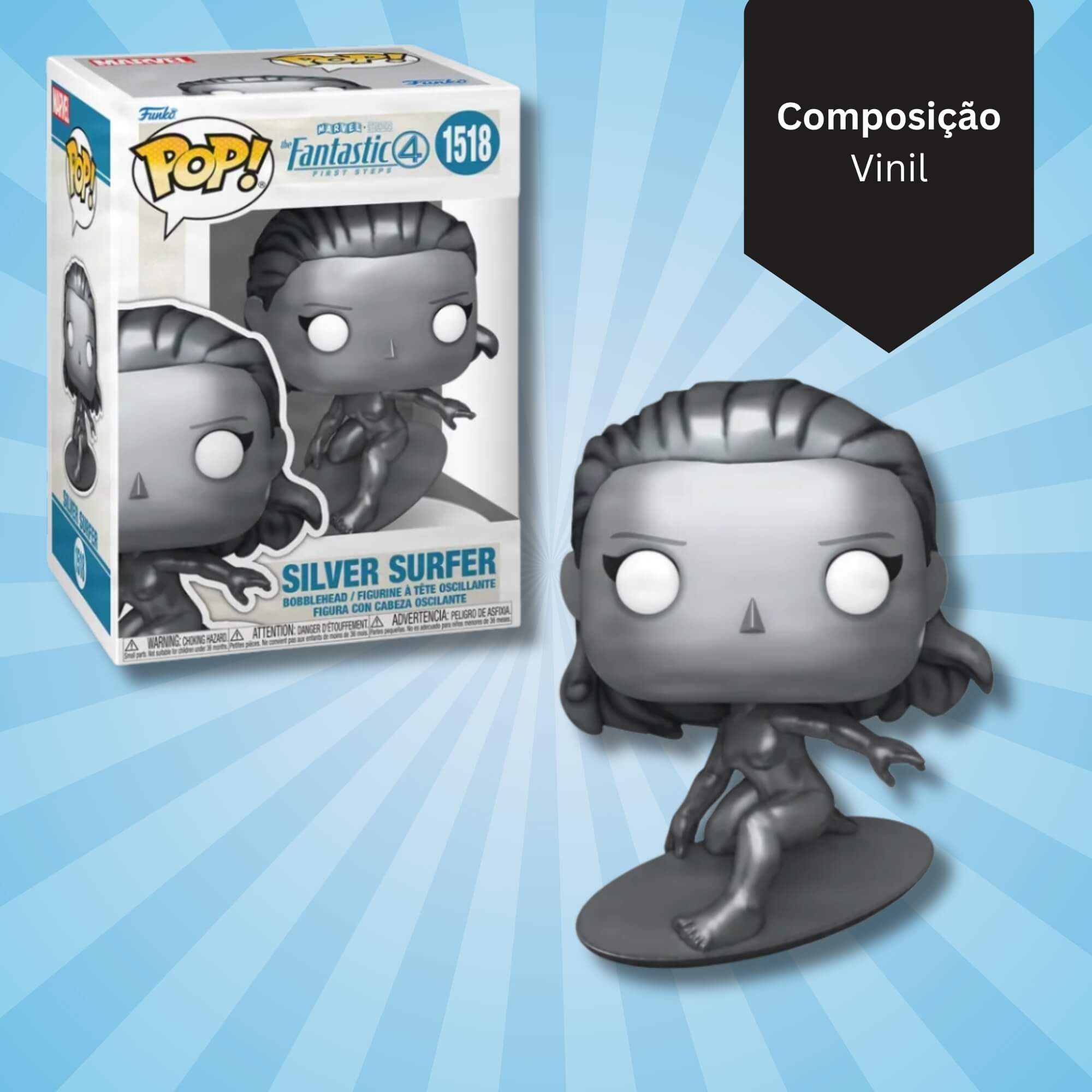 Boneco Funko Pop! Quarteto Fantástico Surfista Prateada Candide - 12206