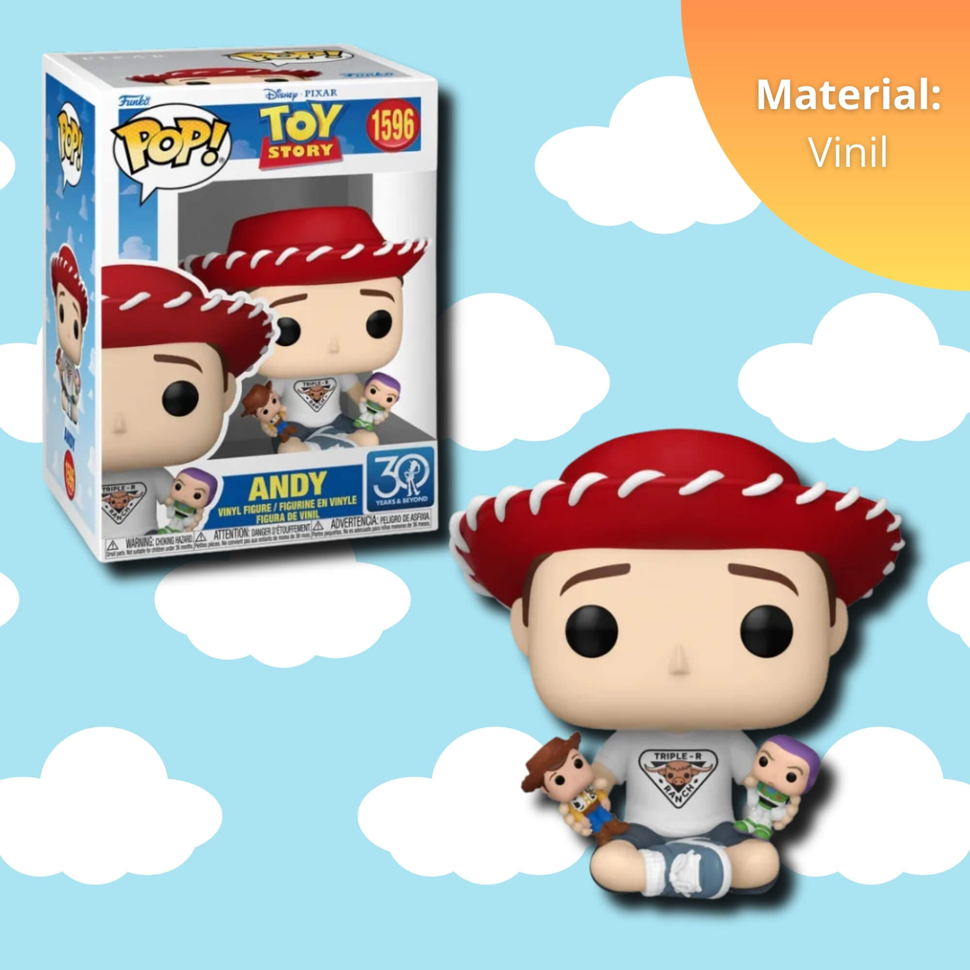 Boneco Funko Pop! Disney Toy Story 30 anos - Andy Candide - 12608