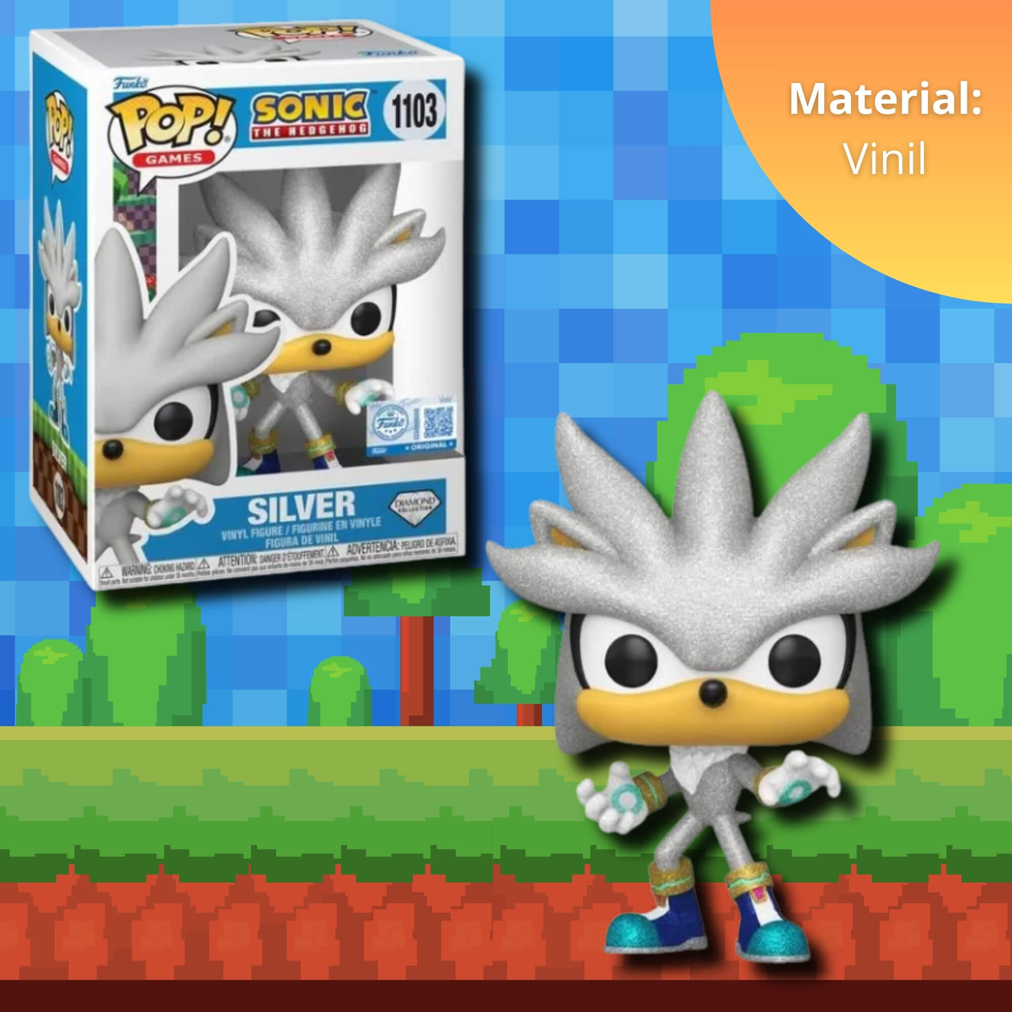 Boneco Funko Pop! Sonic The Hedgehog - Silver Candide - 12597