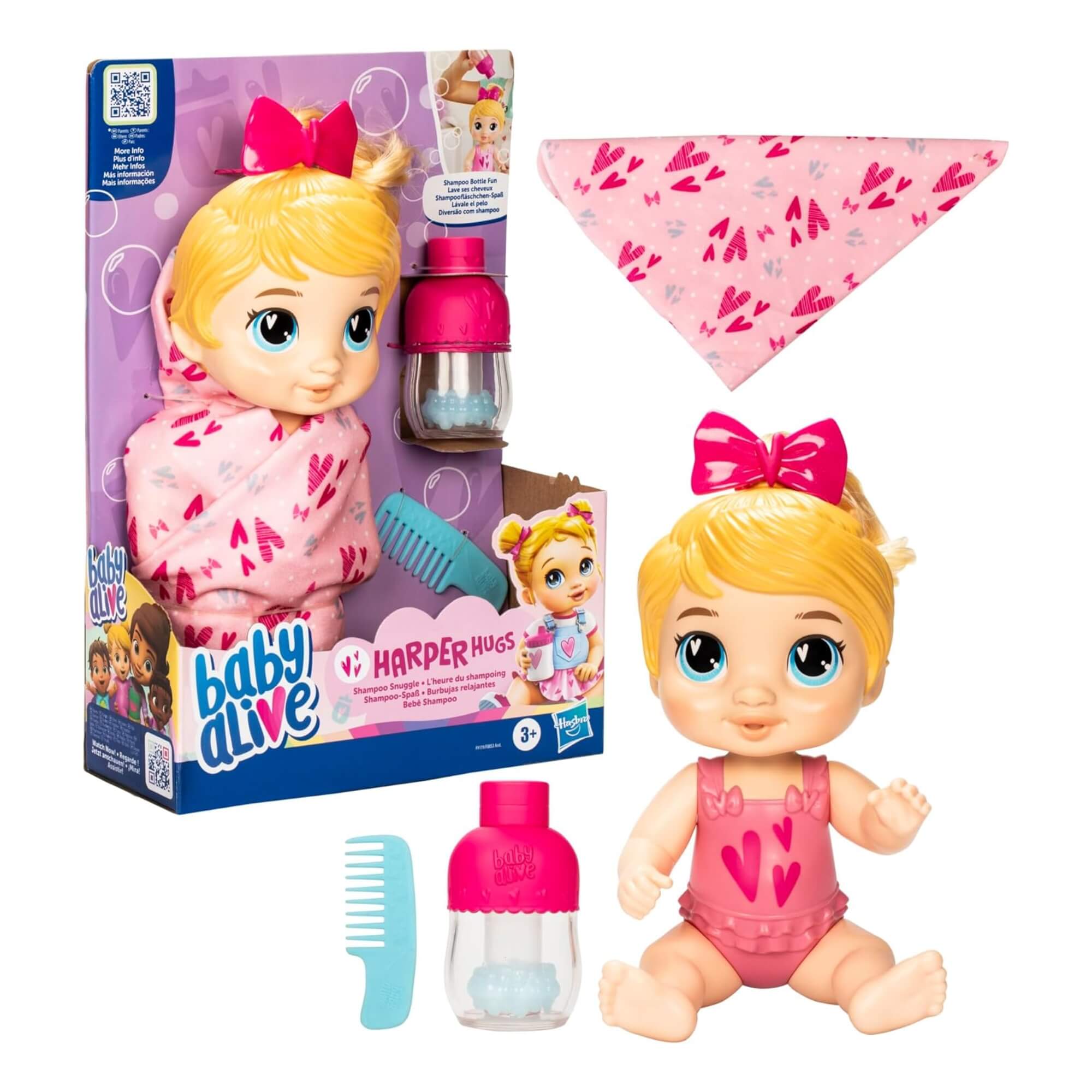 Brinquedo Infantil Boneca Baby Alive Bebê Shampoo Harper Hugs (Loira) Hasbro - 18525