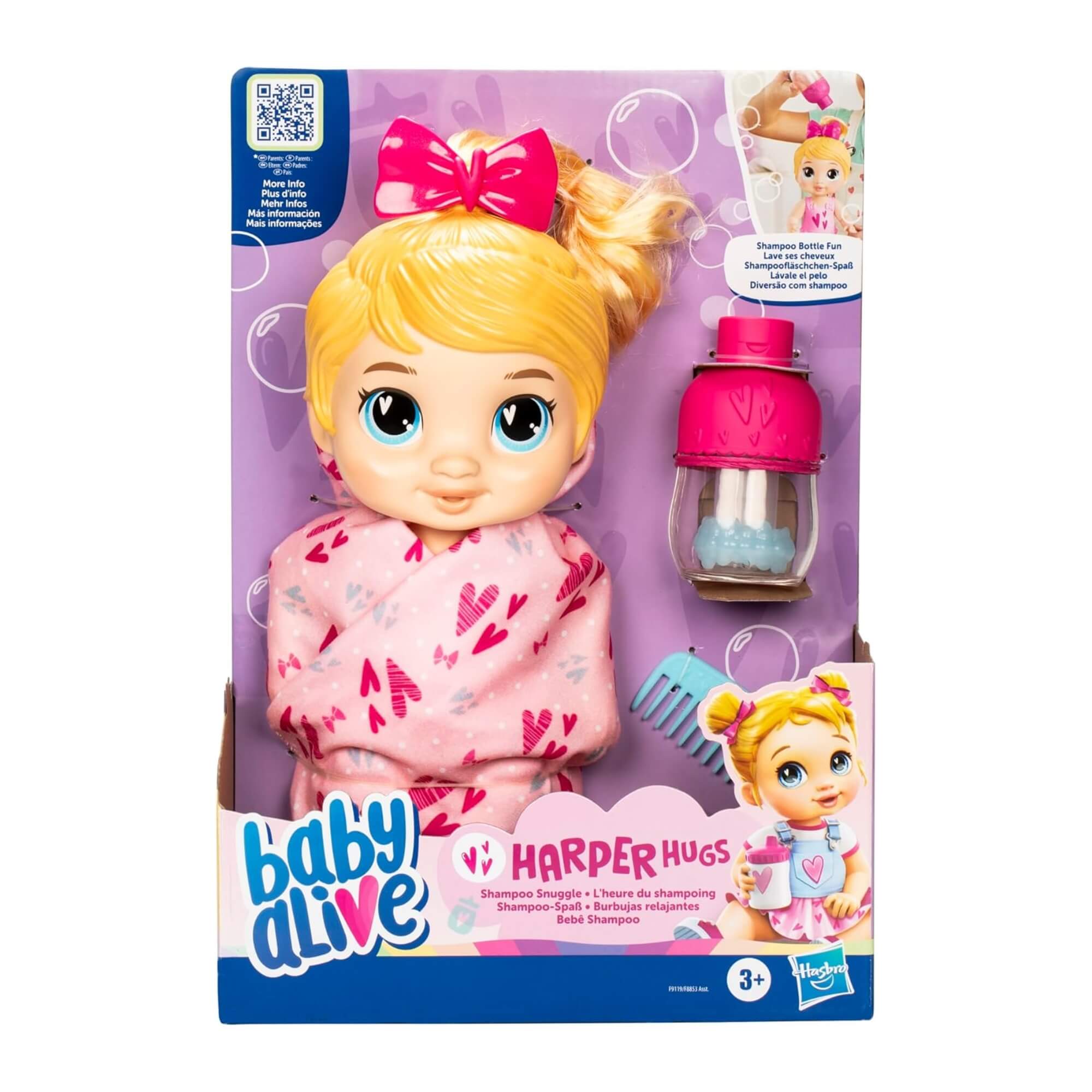 Brinquedo Infantil Boneca Baby Alive Bebê Shampoo Harper Hugs (Loira) Hasbro - 18525