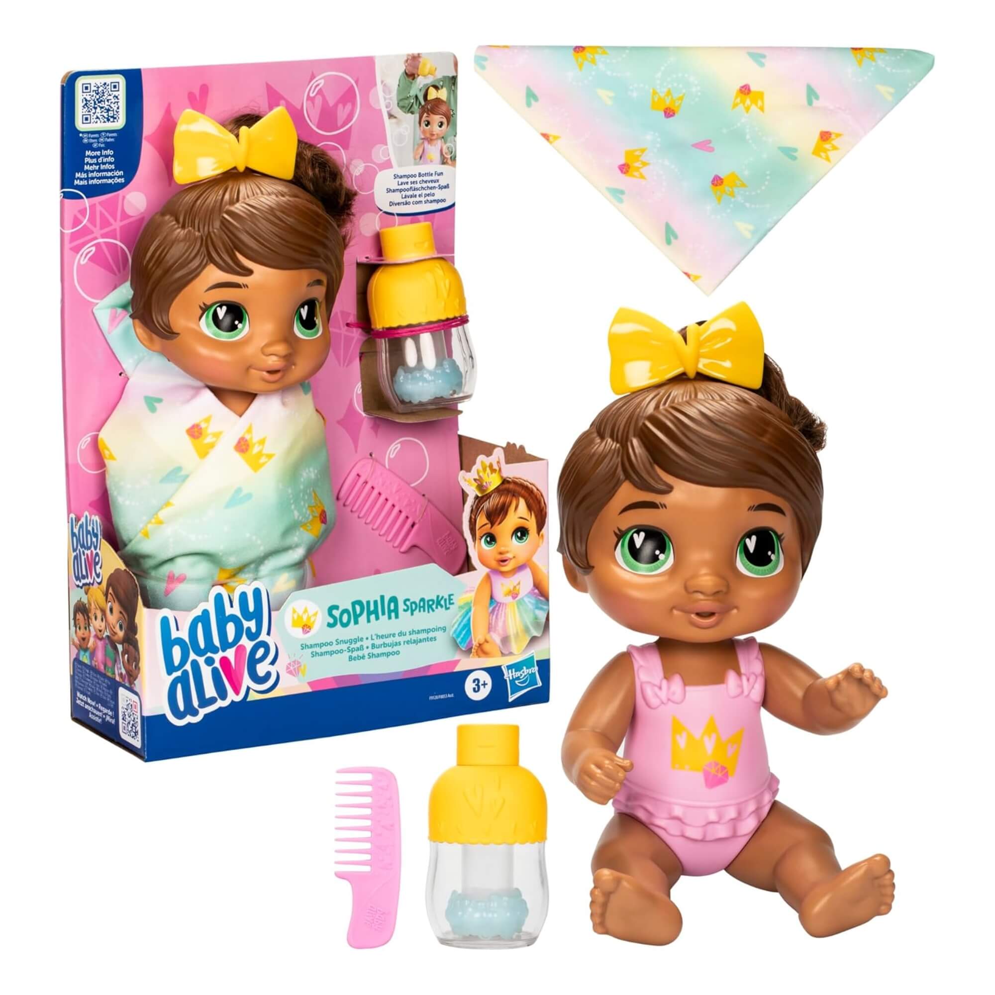 Brinquedo Infantil Boneca Baby Alive Bebê Shampoo Sophia Sparkle (Morena) Hasbro - 18526