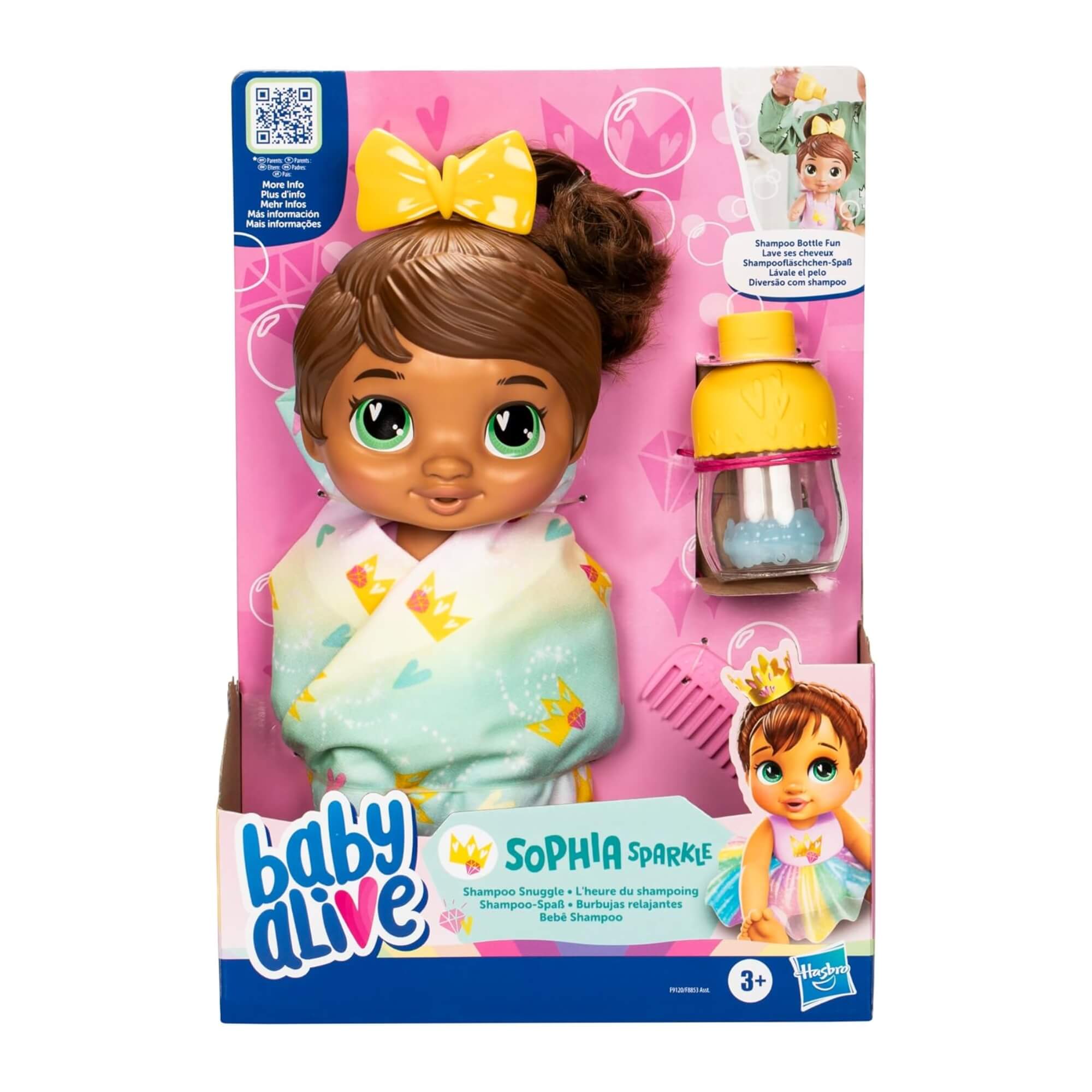 Brinquedo Infantil Boneca Baby Alive Bebê Shampoo Sophia Sparkle (Morena) Hasbro - 18526
