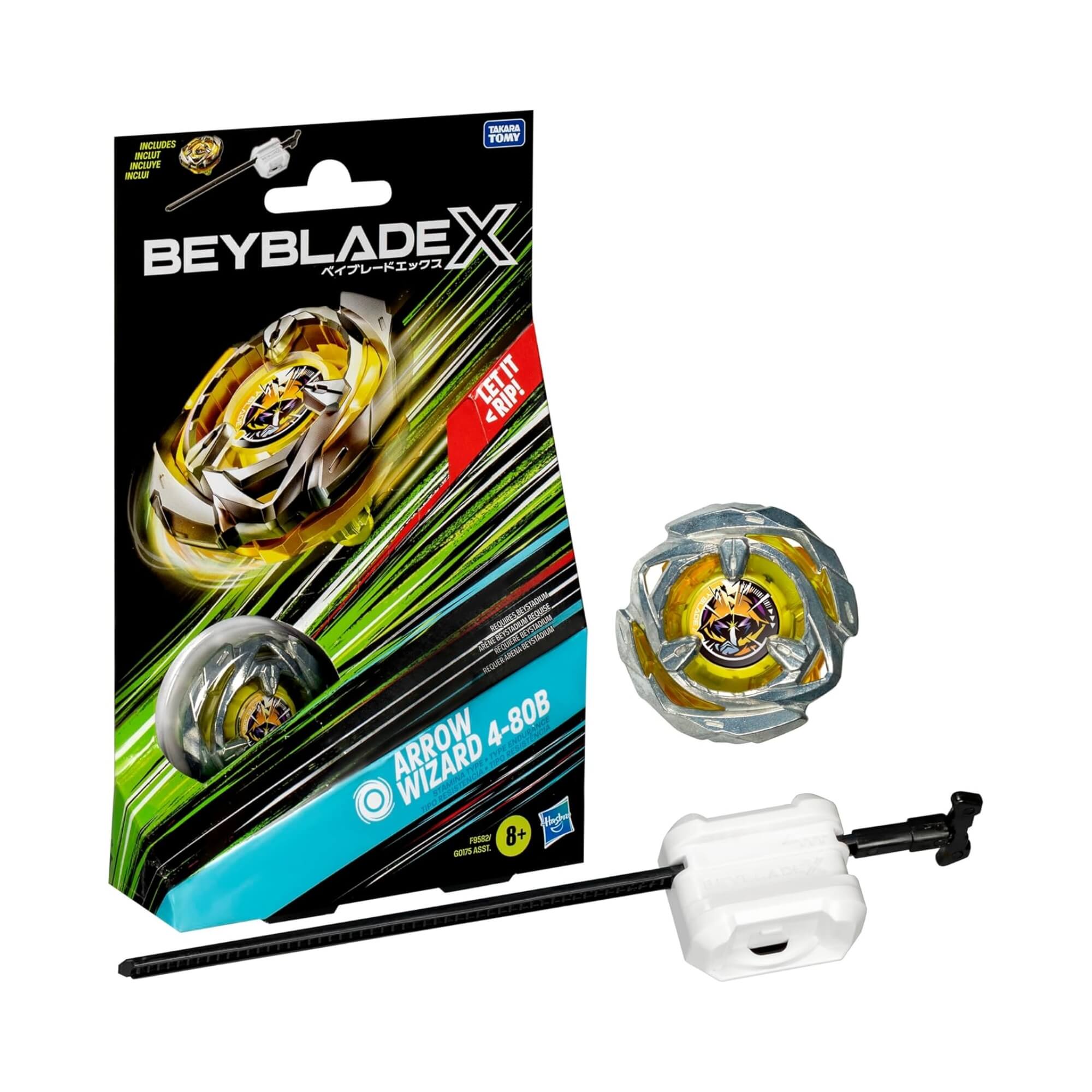 Brinquedo Infantil Beyblade X Pião e Lançador Arrow Wizard 4-80B Hasbro - 18670