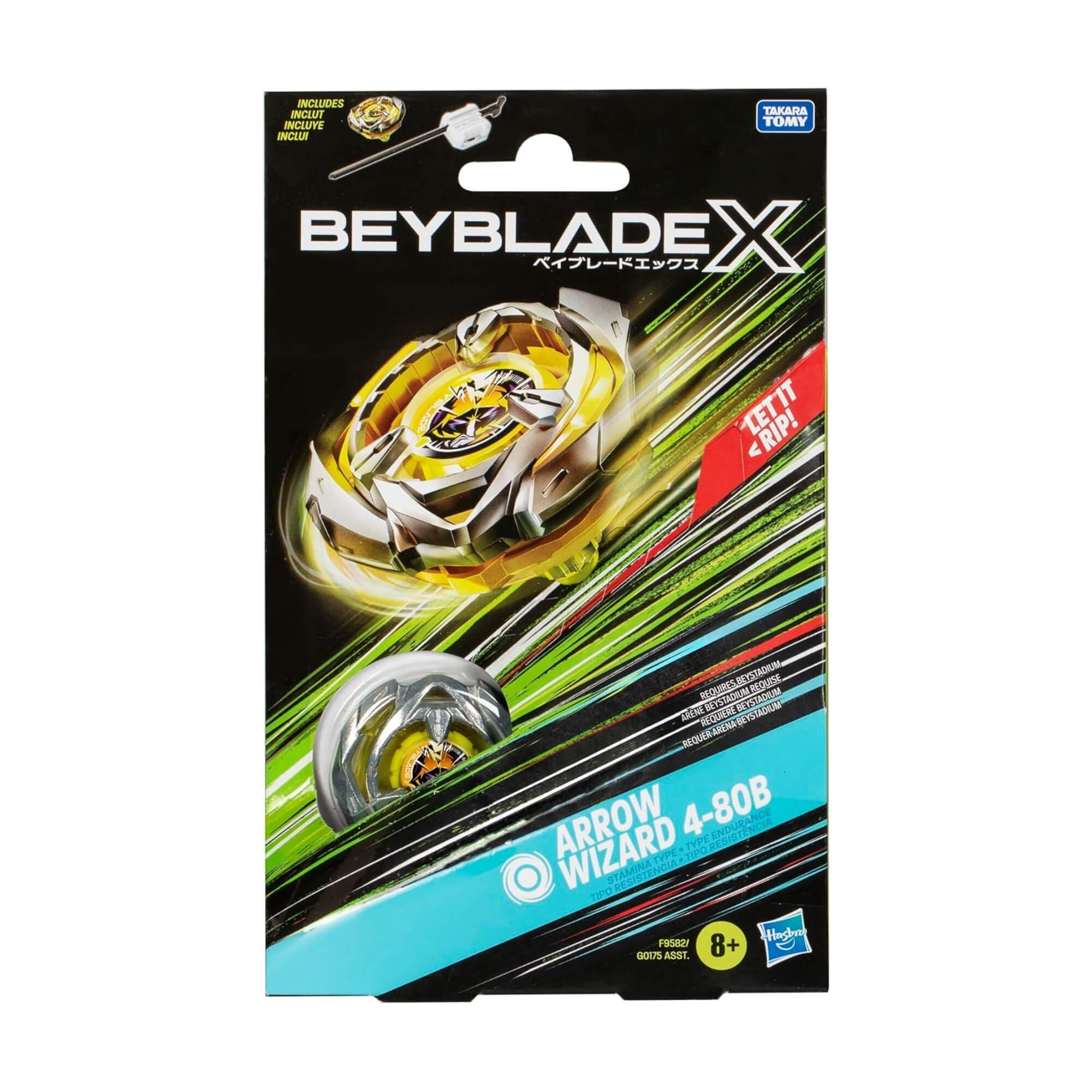 Brinquedo Infantil Beyblade X Pião e Lançador Arrow Wizard 4-80B Hasbro - 18670