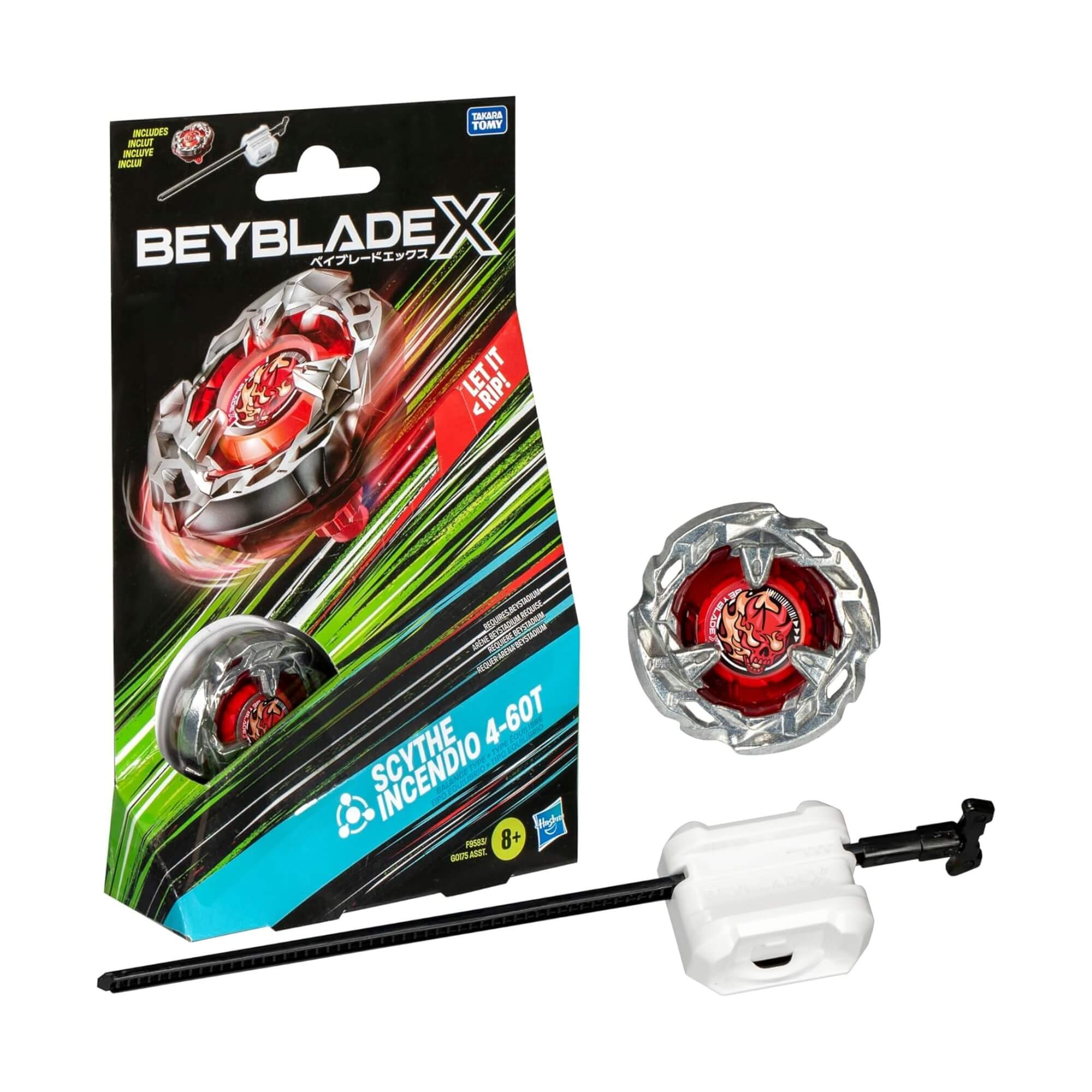 Brinquedo Infantil Beyblade X Pião e Lançador Scythe Incendio 4-60T Hasbro - 18676