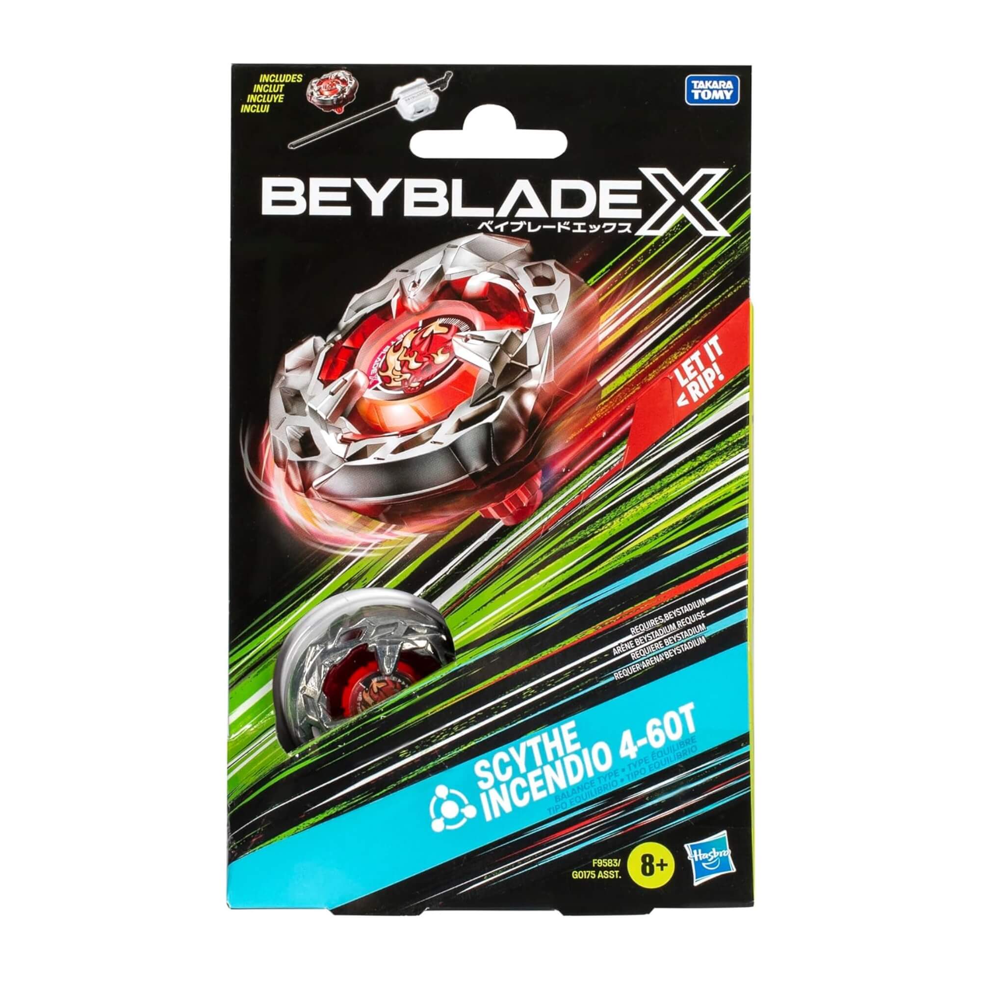 Brinquedo Infantil Beyblade X Pião e Lançador Scythe Incendio 4-60T Hasbro - 18676