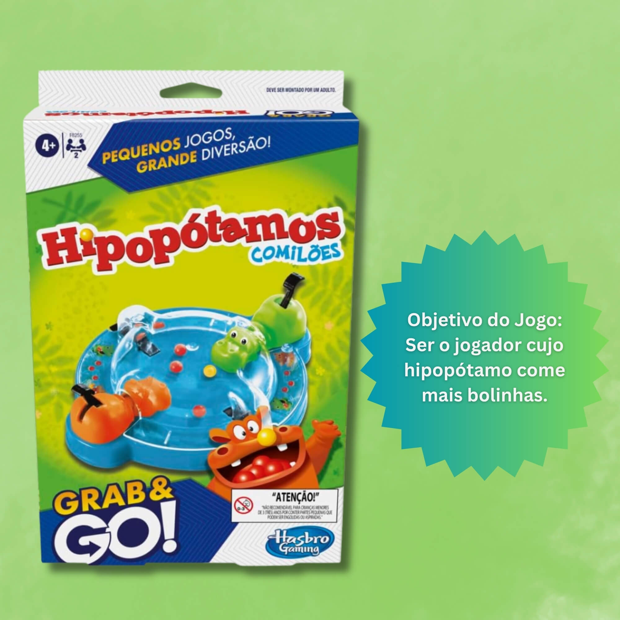 Brinquedo Infantil Jogo Hipopótamos Comilões Grab & Go Hasbro - 18589