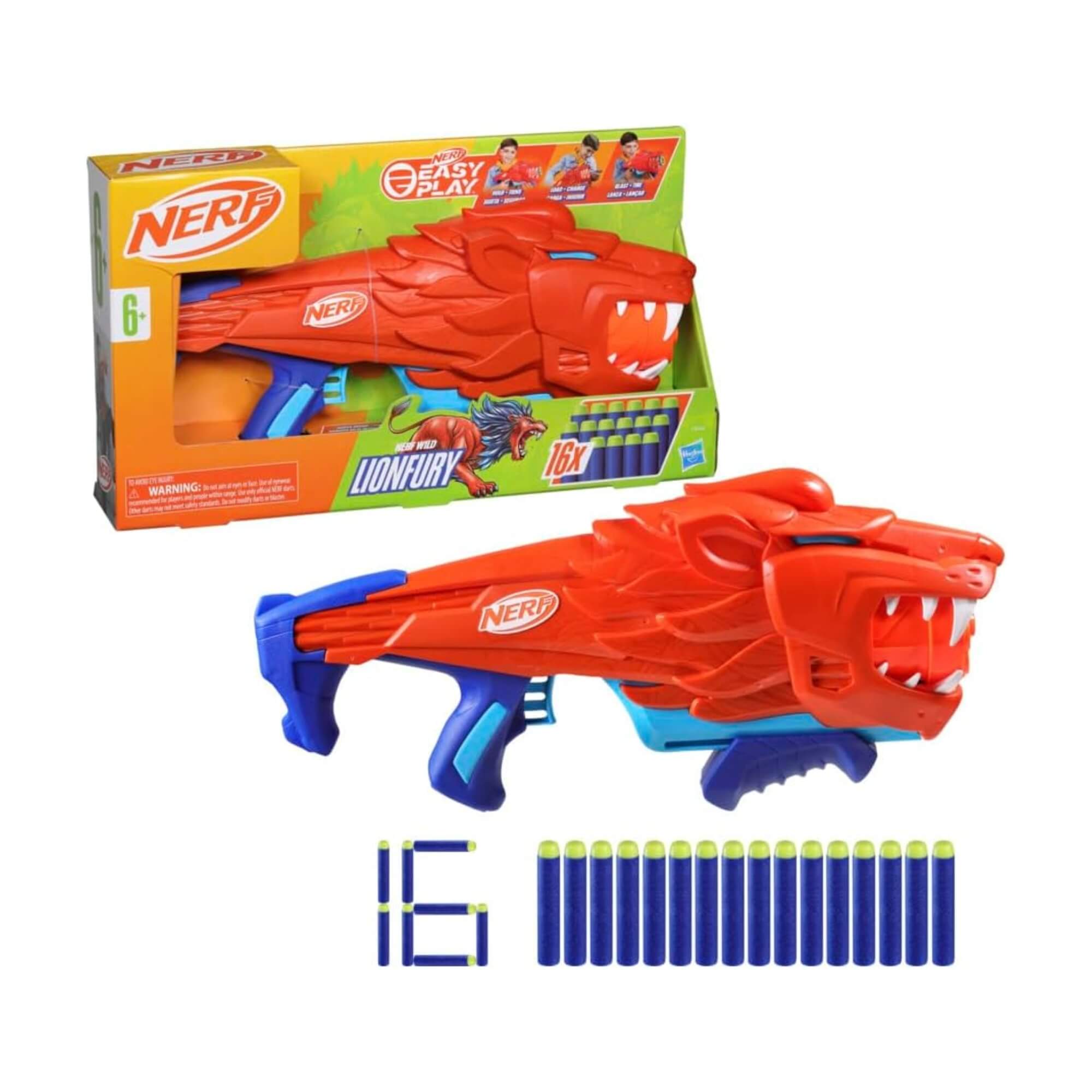 Brinquedo Infantil Lançador Nerf Wild Lionfury com 16 Dardos de Espuma Hasbro - 18647