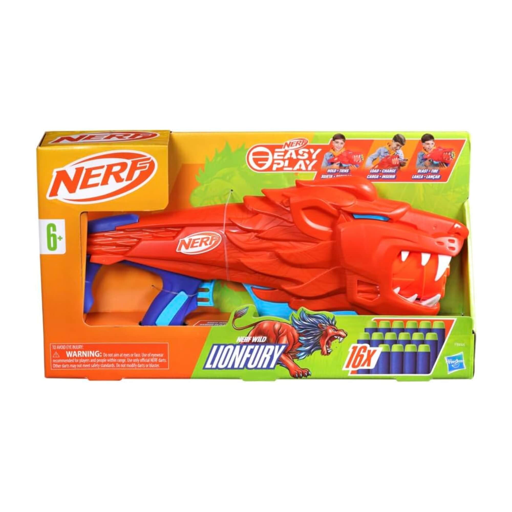 Brinquedo Infantil Lançador Nerf Wild Lionfury com 16 Dardos de Espuma Hasbro - 18647