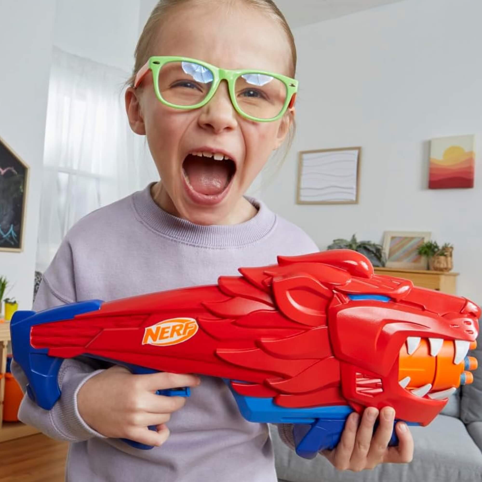 Brinquedo Infantil Lançador Nerf Wild Lionfury com 16 Dardos de Espuma Hasbro - 18647
