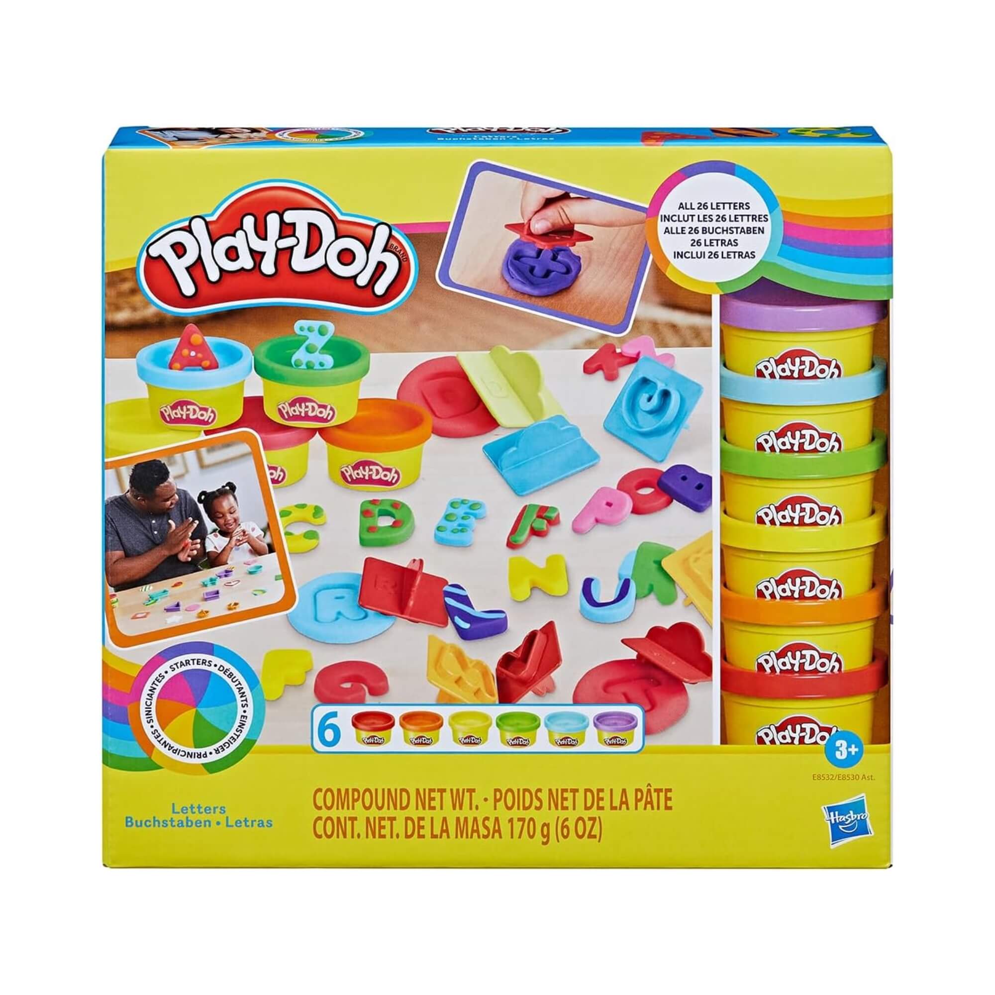 Brinquedo Infantil Play-Doh Letras com 26 Carimbos e 6 Potes de Massinha Hasbro - 18486