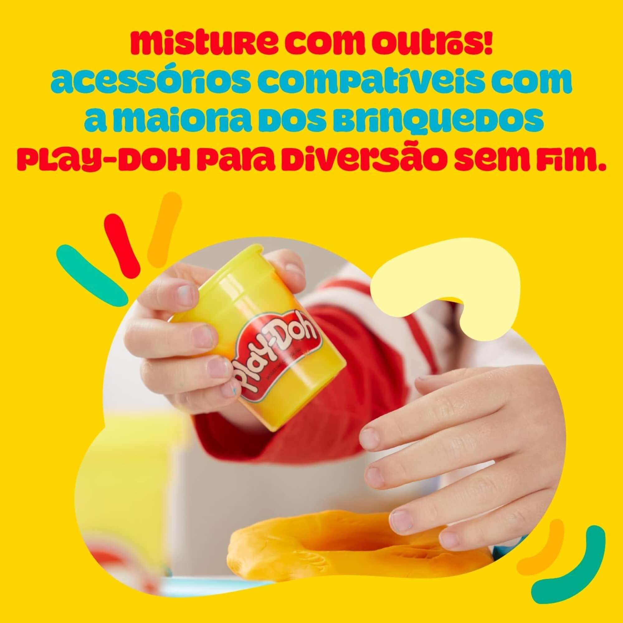 Brinquedo Infantil Play-Doh Letras com 26 Carimbos e 6 Potes de Massinha Hasbro - 18486