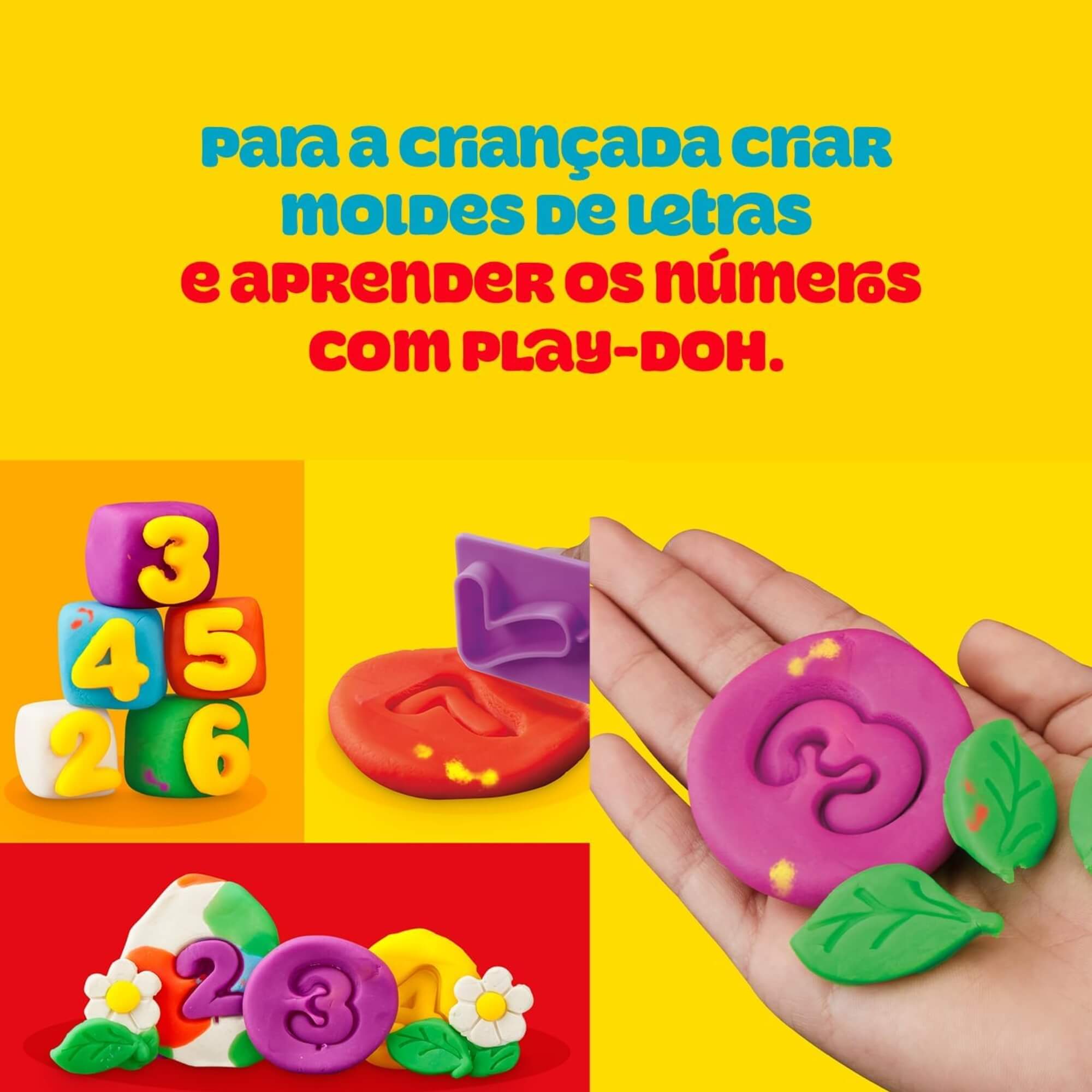 Brinquedo Infantil Play-Doh Kit Inicial de Números com Acessórios e 6 Potes Hasbro - 18487