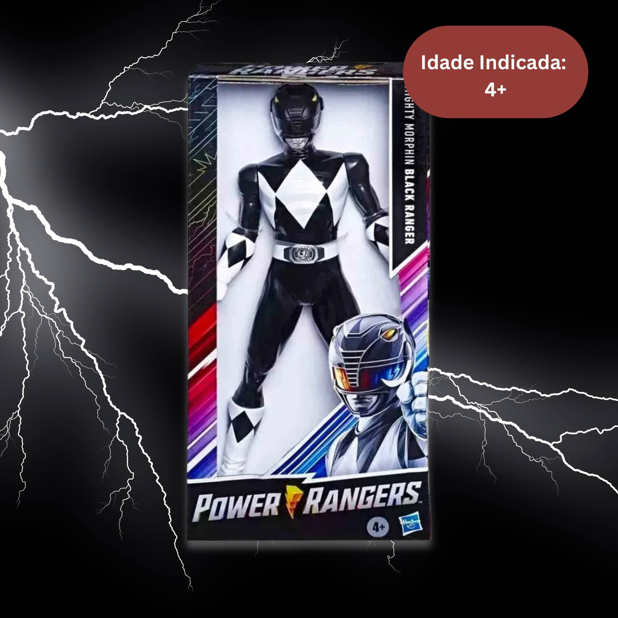Brinquedo Infantil Boneco Power Rangers Mighty Morphin Ranger Preto Hasbro - 19801