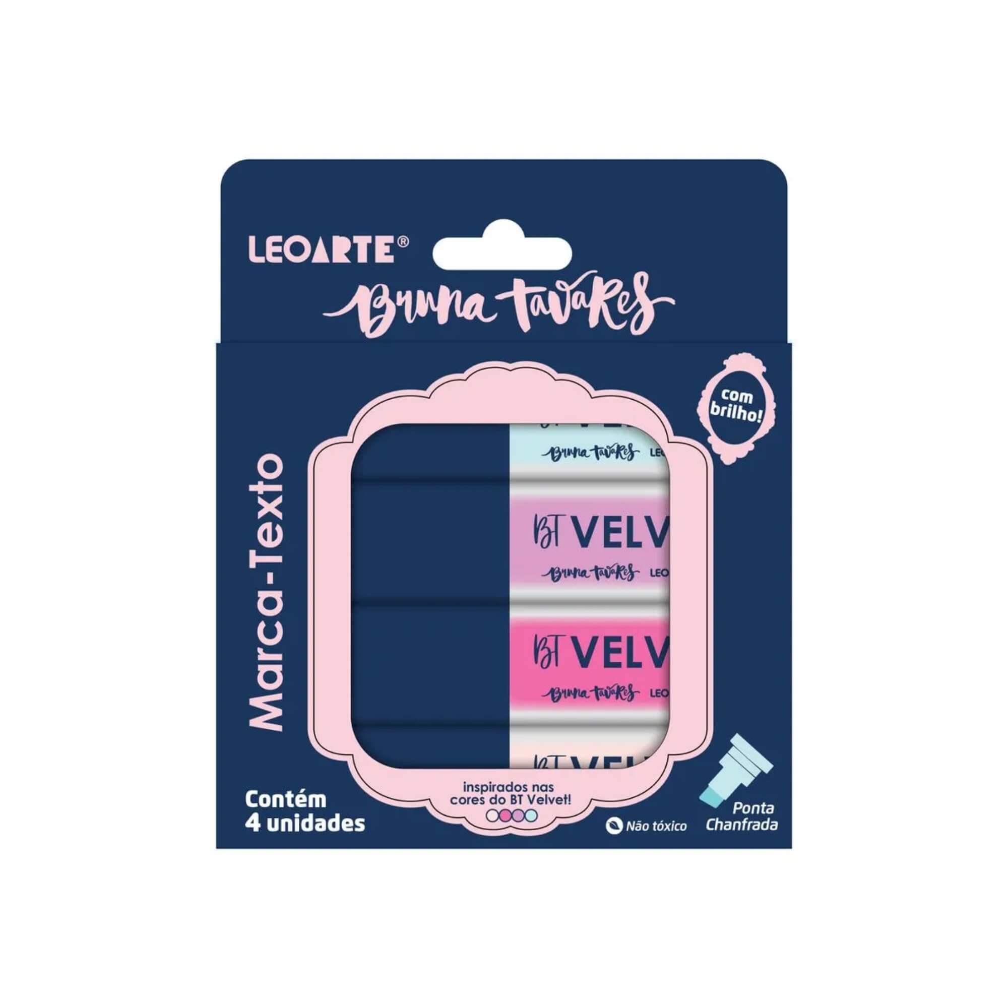 Canetas Marca Texto com Brilho 4 Cores Bruna Tavares Leo&Leo Leonora - 10598