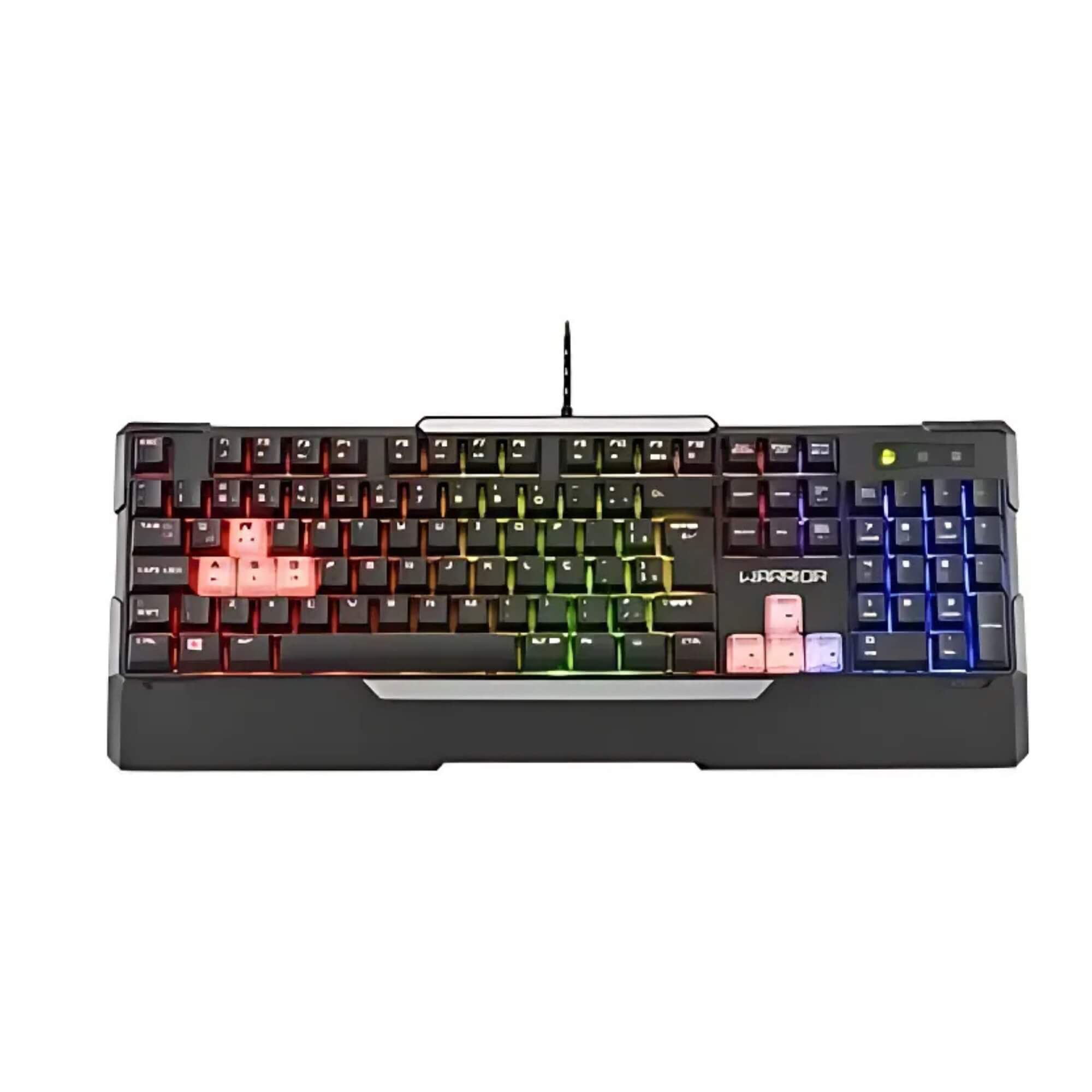 Teclado Gamer Semi Mecânico Warrior Wakiza LED RGB Rainbow - TC208