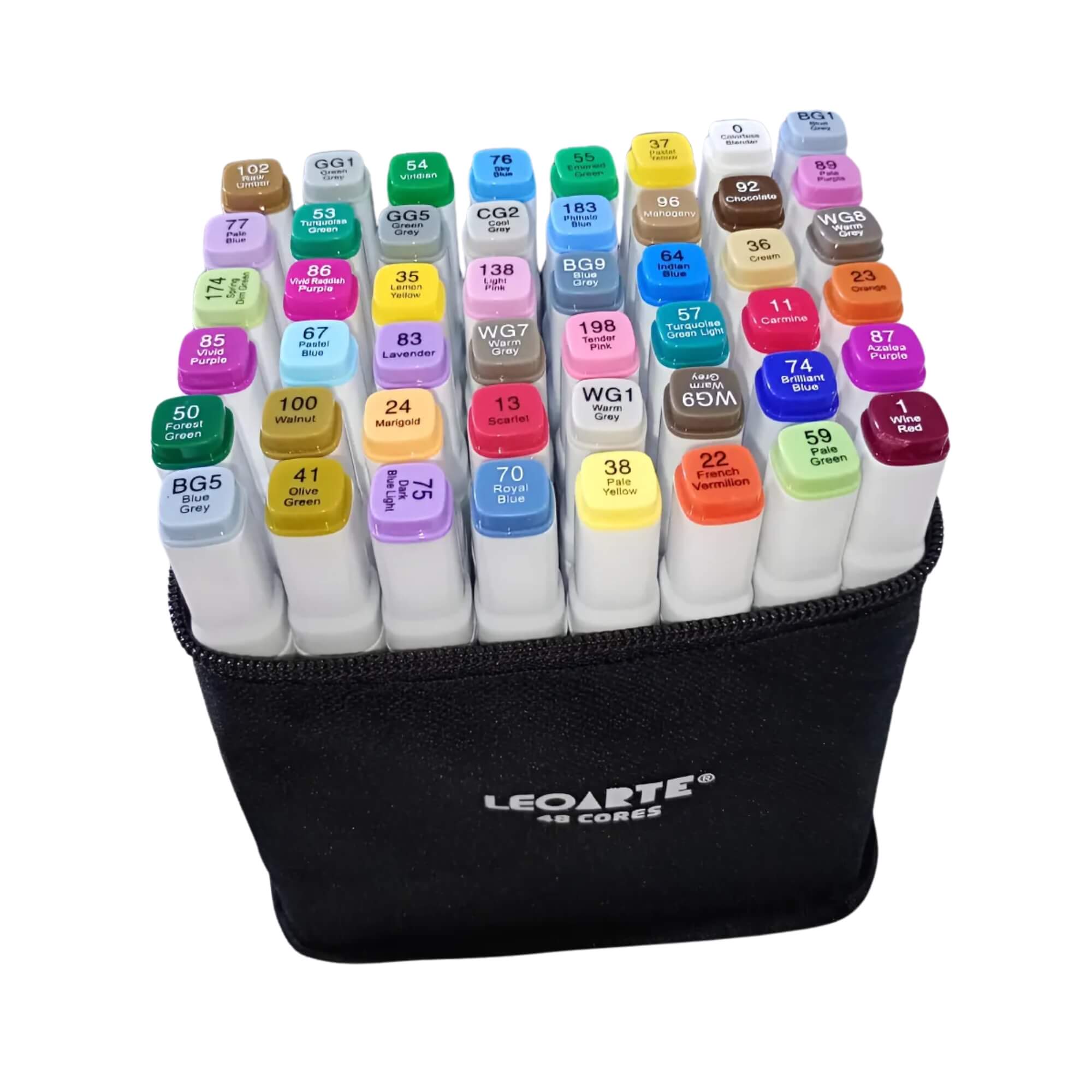 Marcador Dual Tip Profissional 48 Cores c/ Estojo de Tecido Leoarte Leo&Leo Leonora - 10630