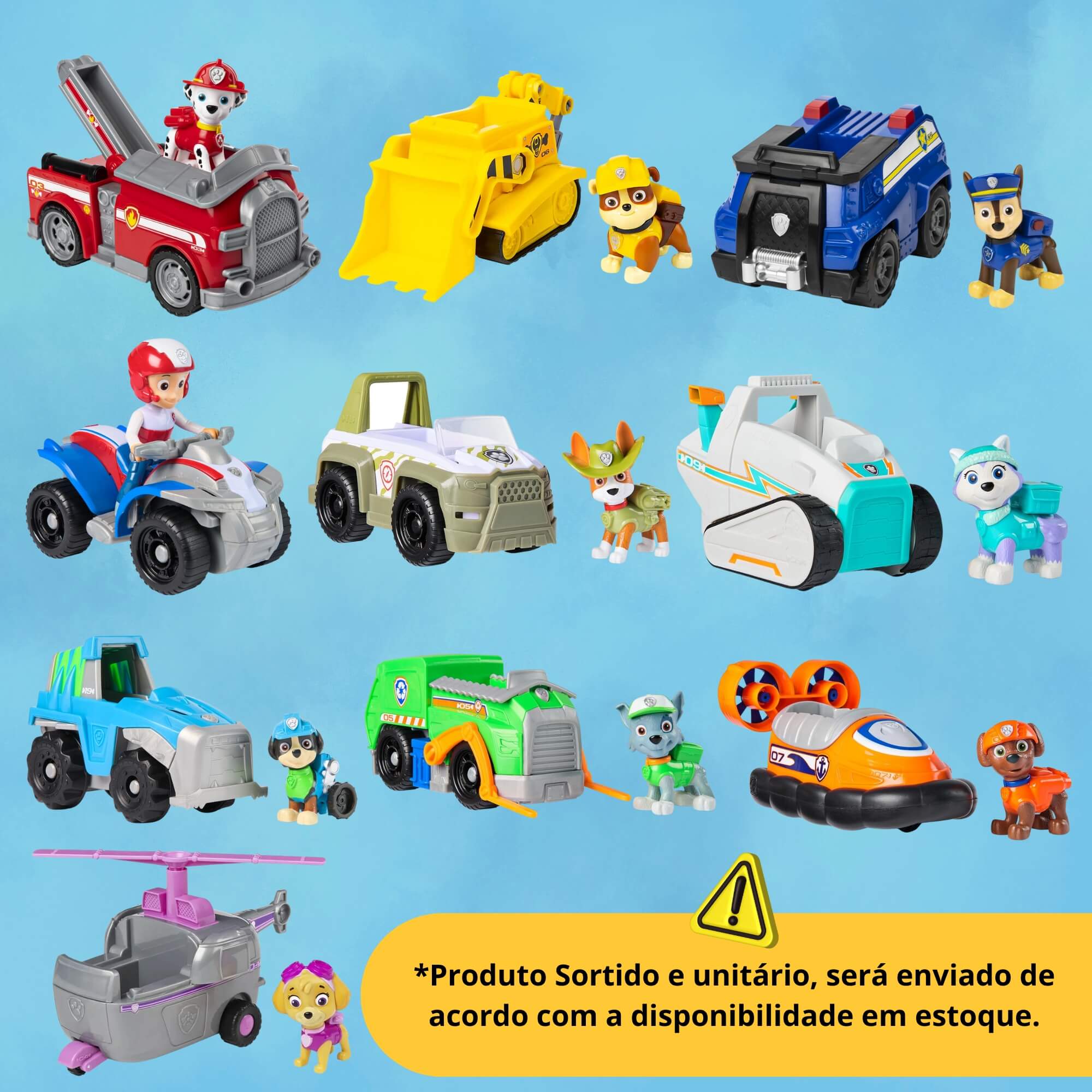 Brinquedo Infantil Patrulha Canina Veículos com Figura Sunny Sortido e Unitário - 001389