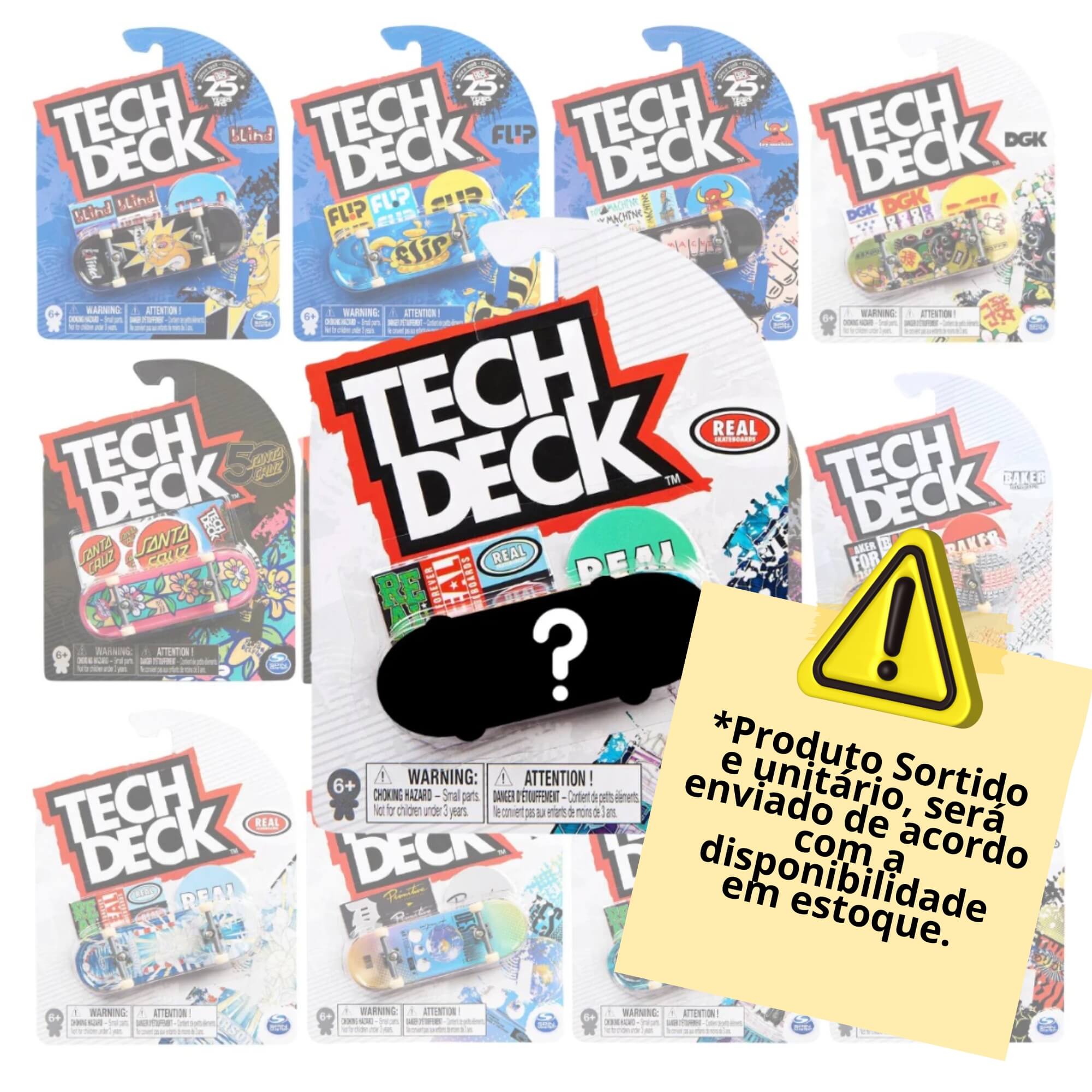 Brinquedo Infantil Tech Deck Skate de Dedo 96mm Sortido e Unitário Sunny - 002890