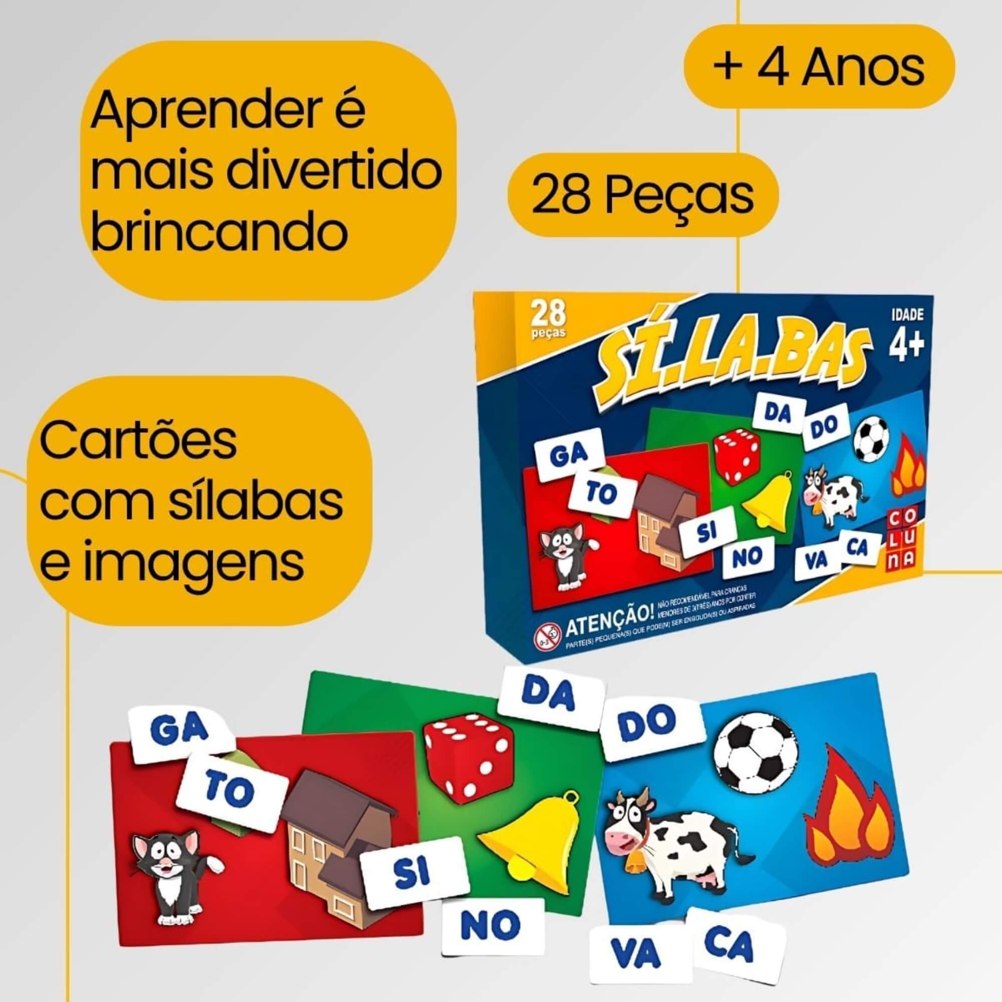 Jogo Sílabas 28 Peças Pais e Filhos - 0913-1