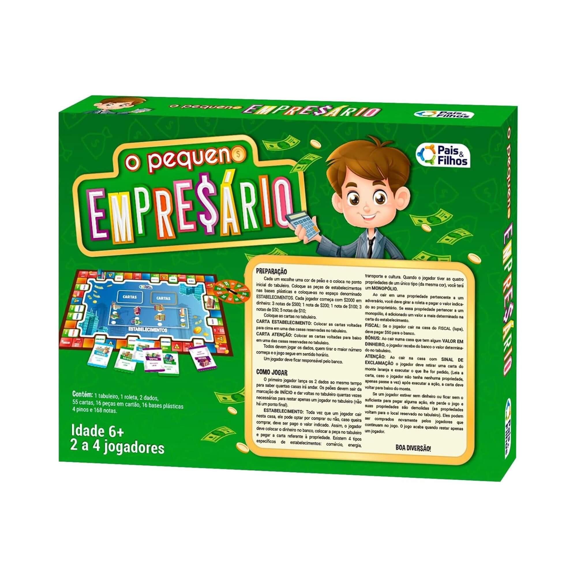Jogo de Tabuleiro O Pequeno Empresário 2 a 4 Jogadores Pais e Filhos - 2796-1