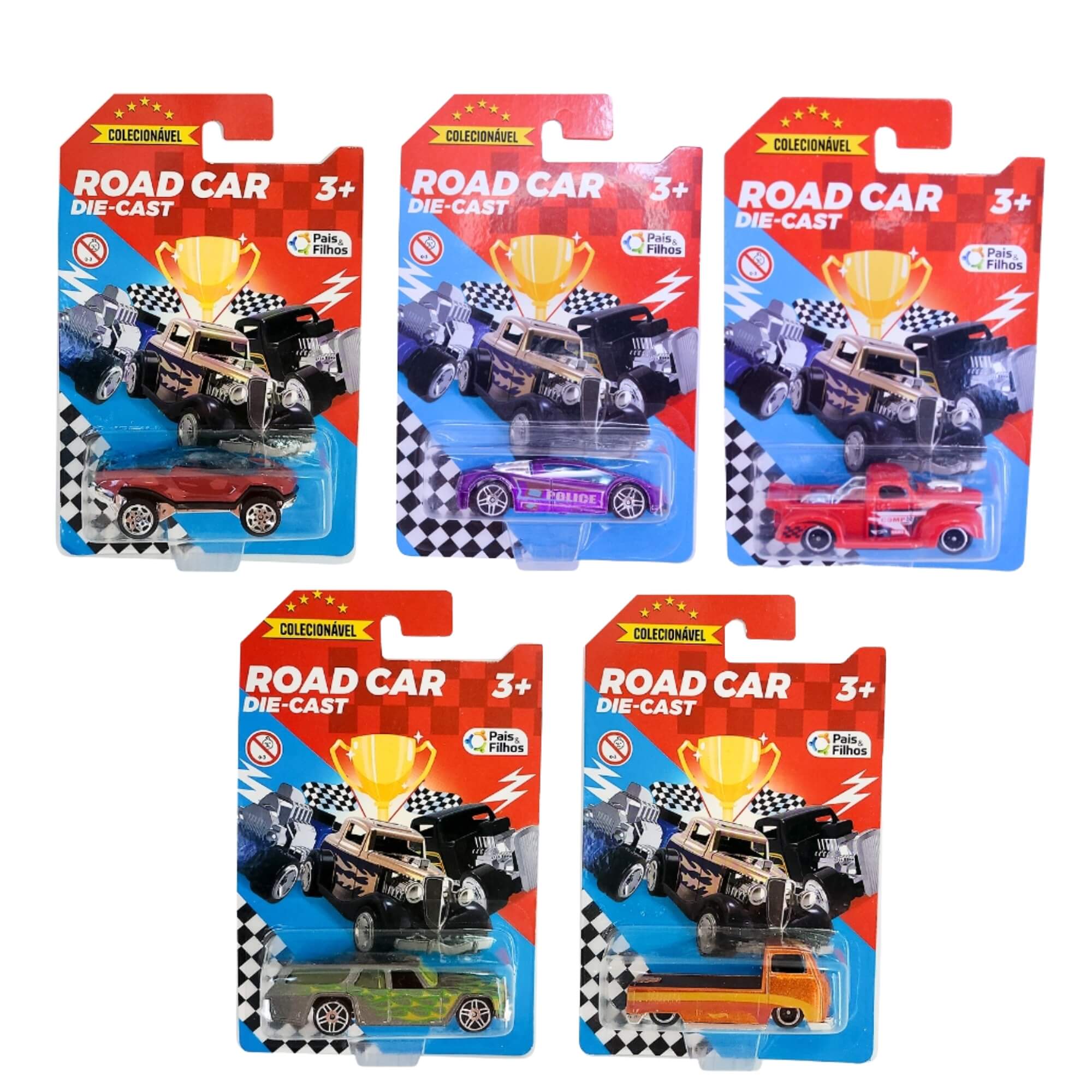 Brinquedo Colecionável Carrinho Road Car Die Cast Sortido e Unitário Pais e Filhos - 792491-1