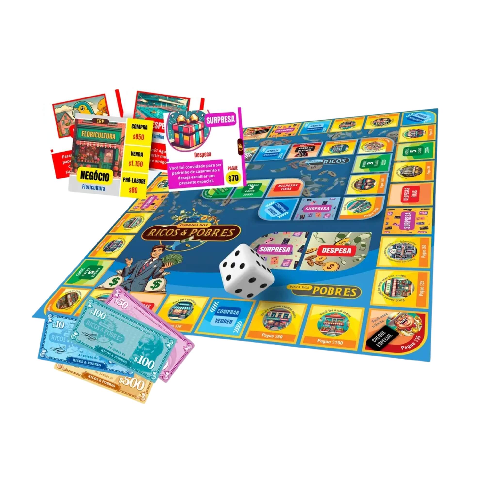 Jogo Tabuleiro Corrida dos Ricos & Pobres Pais E Filhos - 793040-1